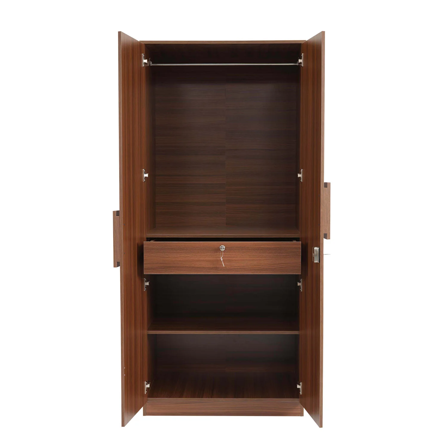Nilkamal Calipso 2 Door Wardrobe With Mirror (Classic Plank Walnut) - Image 5