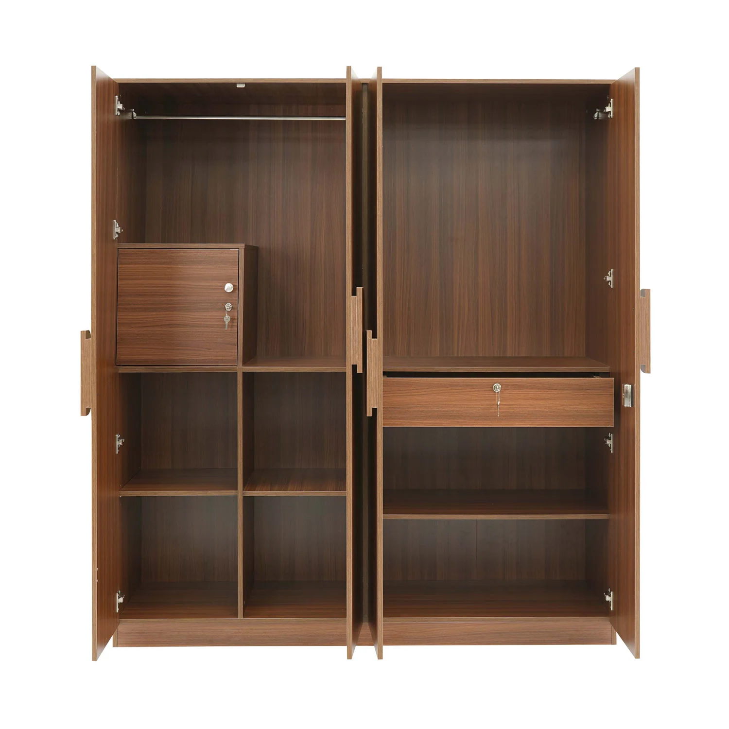 Nilkamal Calipso 4 Door Wardrobe With Mirror (Classic Plank Walnut) - Image 6