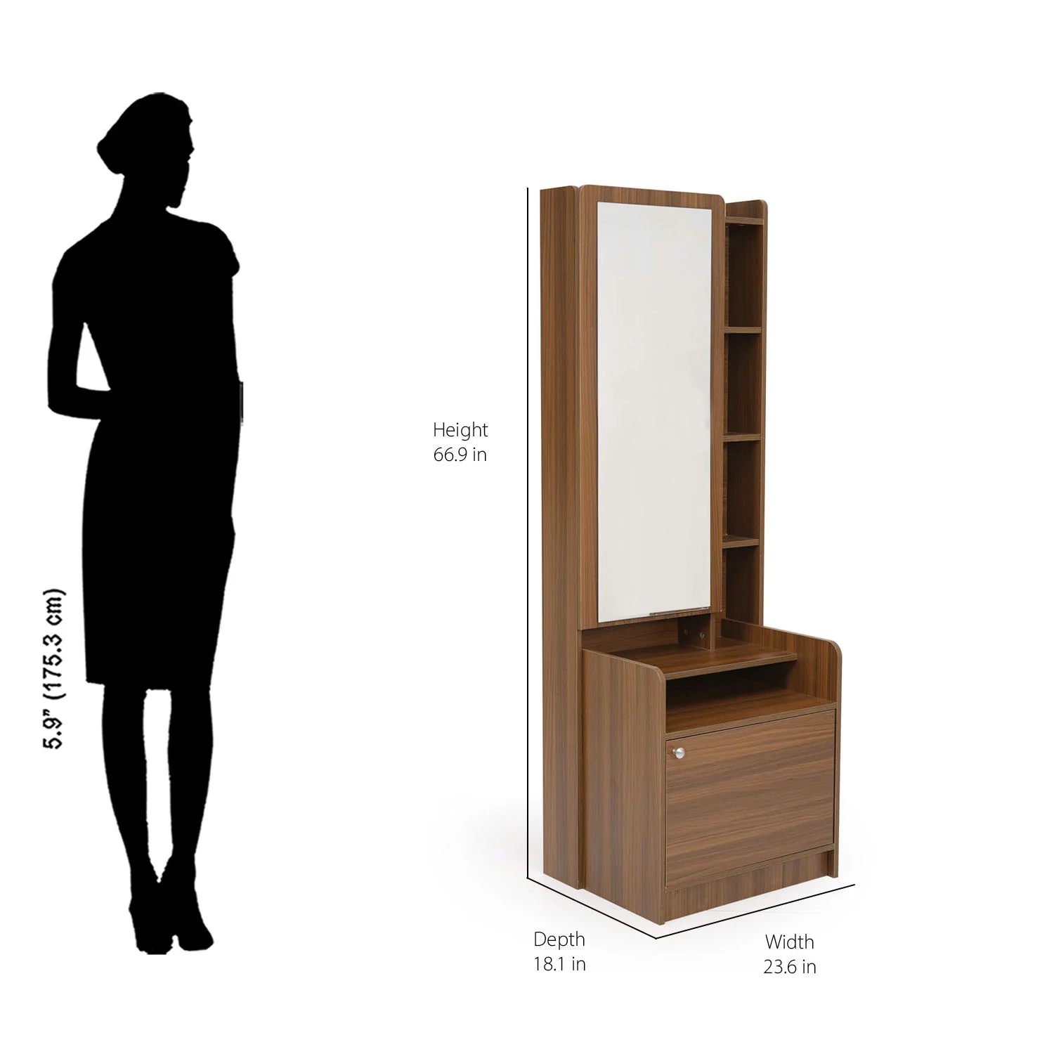 Nilkamal Calipso Dresser With Storage (Classic Plank Walnut) - Image 10