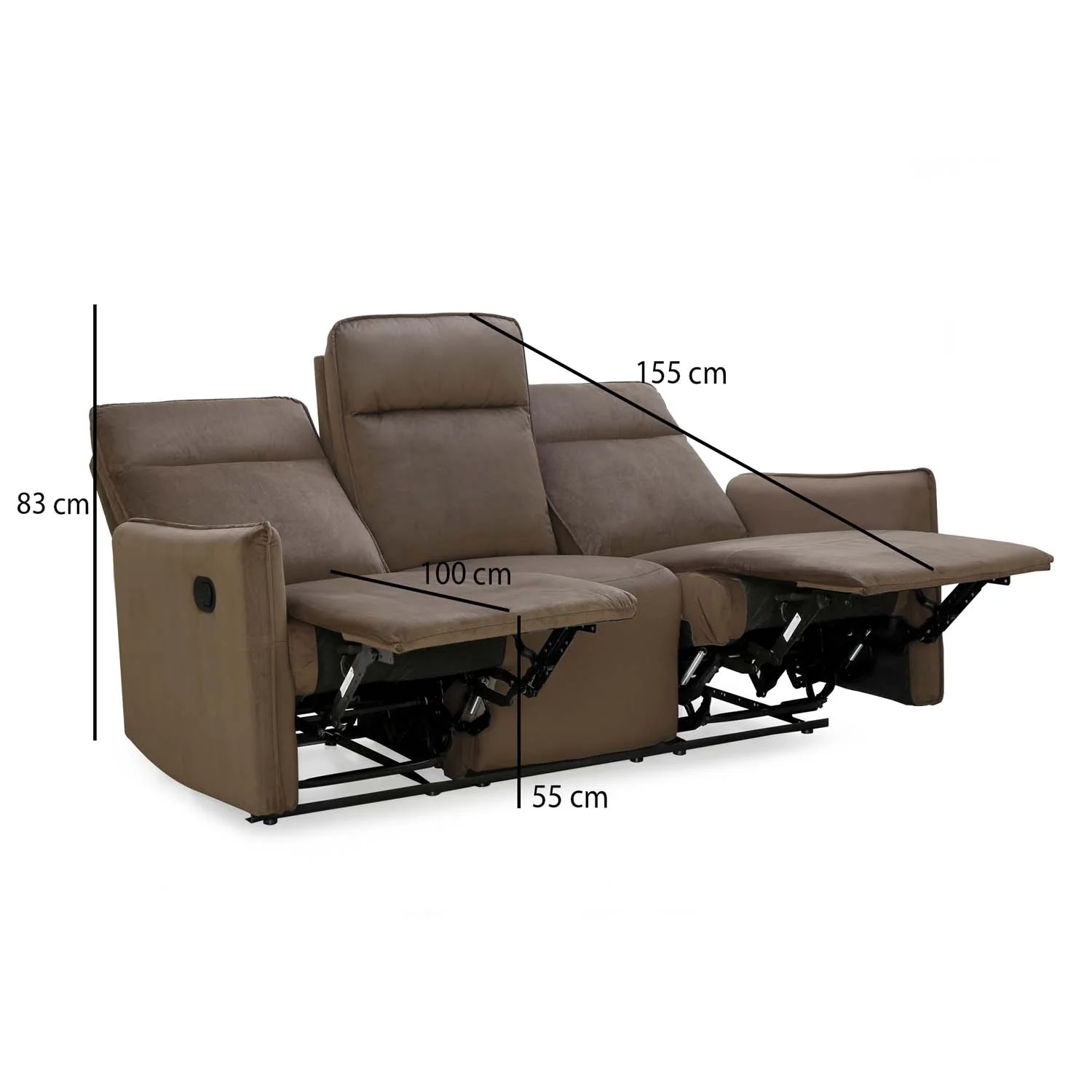 Nilkamal Carlton 3 Seater Manual Recliner (Light Brown) - Image 15