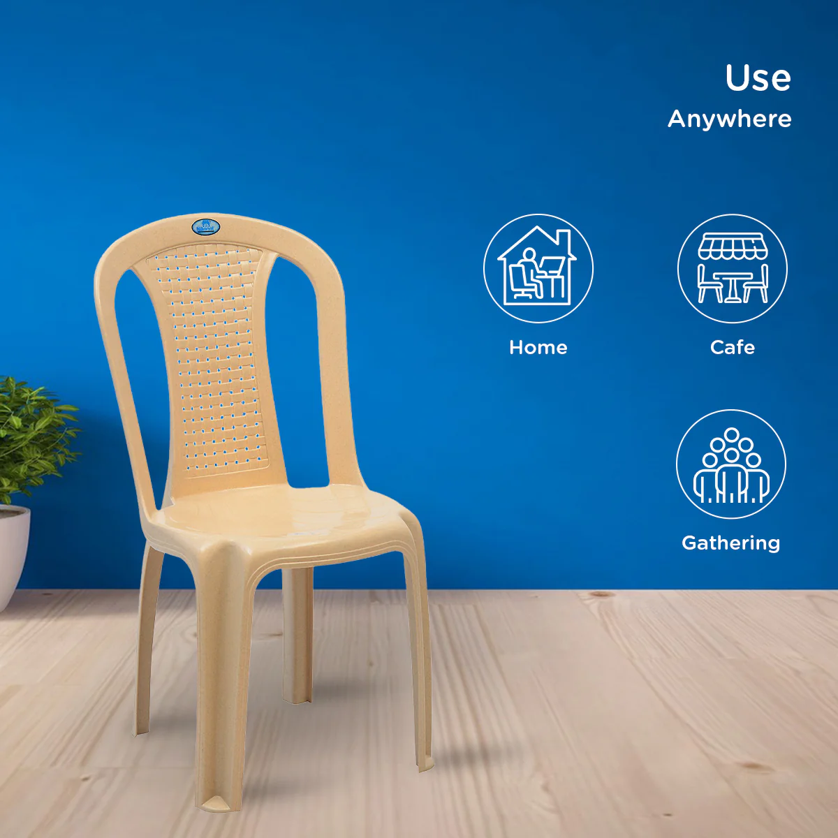 Nilkamal CHR4002 Plastic Armless Chair (Marble Beige) - Image 3