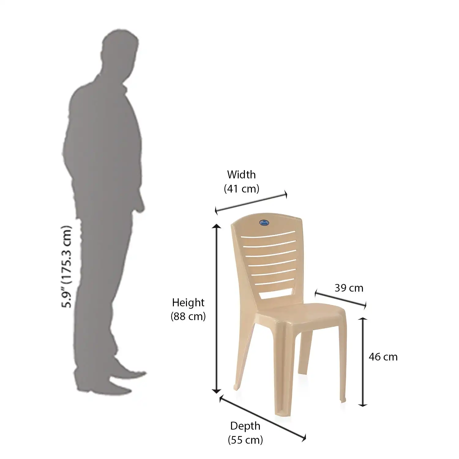 Nilkamal CHR4025 Plastic Armless Chair (Marble Beige) - Image 12