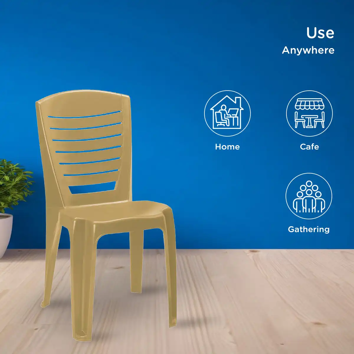 Nilkamal CHR4025 Plastic Armless Chair (Marble Beige) - Image 4