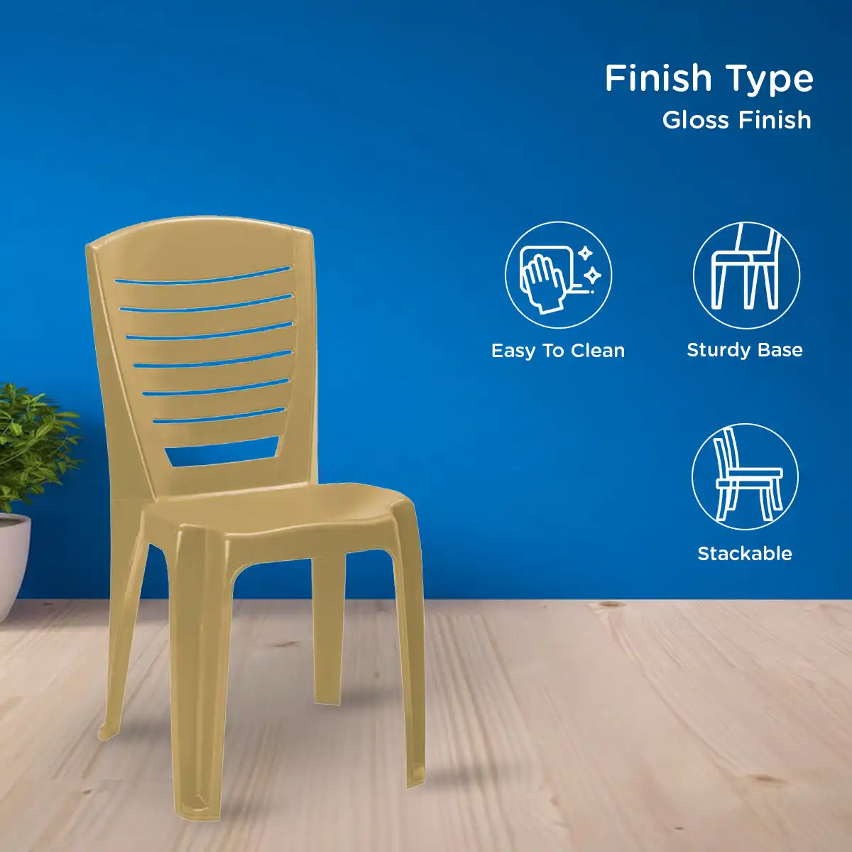 Nilkamal CHR4025 Plastic Armless Chair (Marble Beige) - Image 5