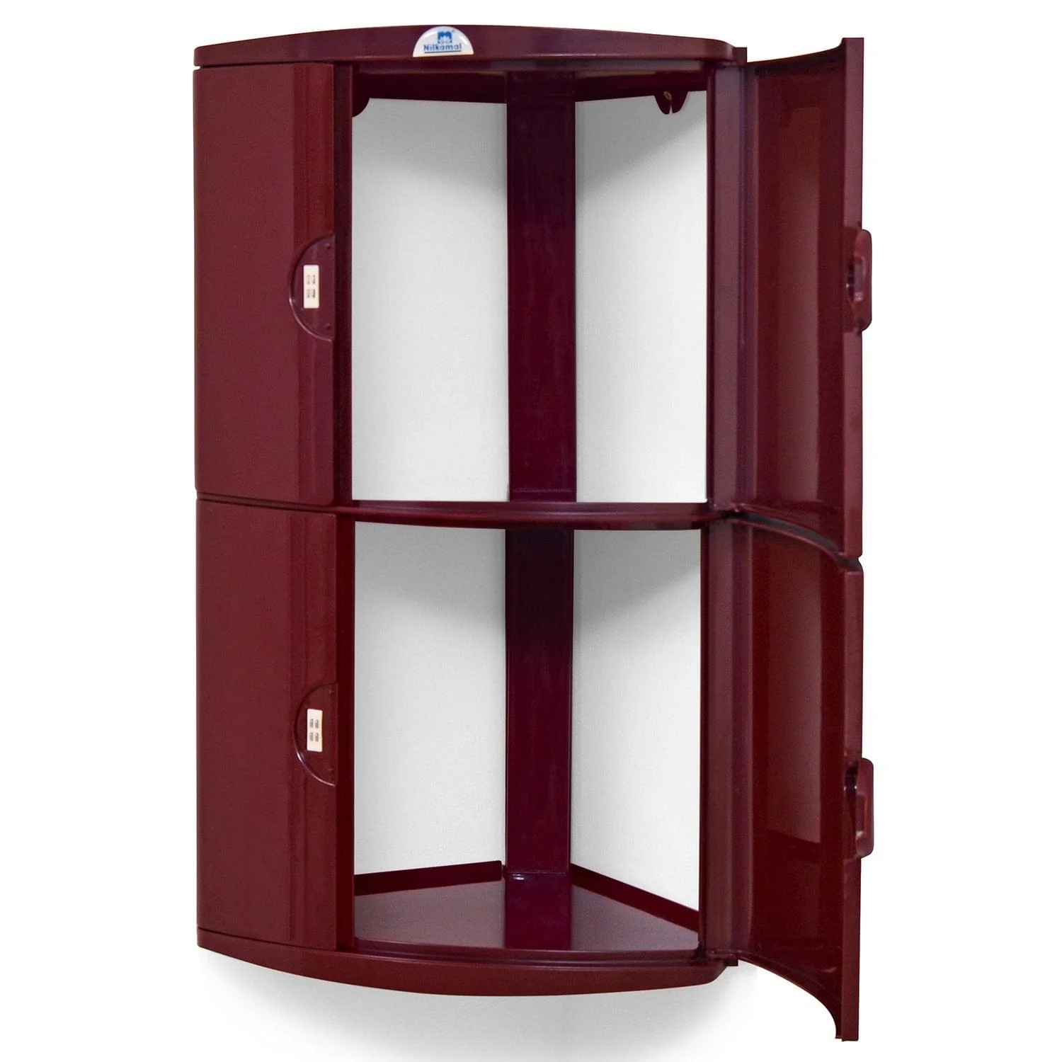 Nilkamal 2 Door Plastic Storage Corner Cabinet (Maroon) - Image 4