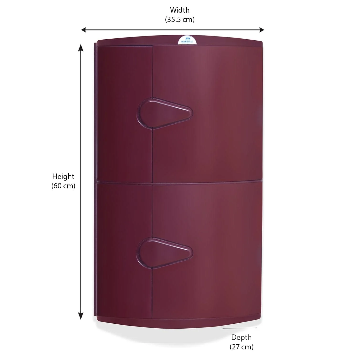 Nilkamal 2 Door Plastic Storage Corner Cabinet (Maroon) - Image 5
