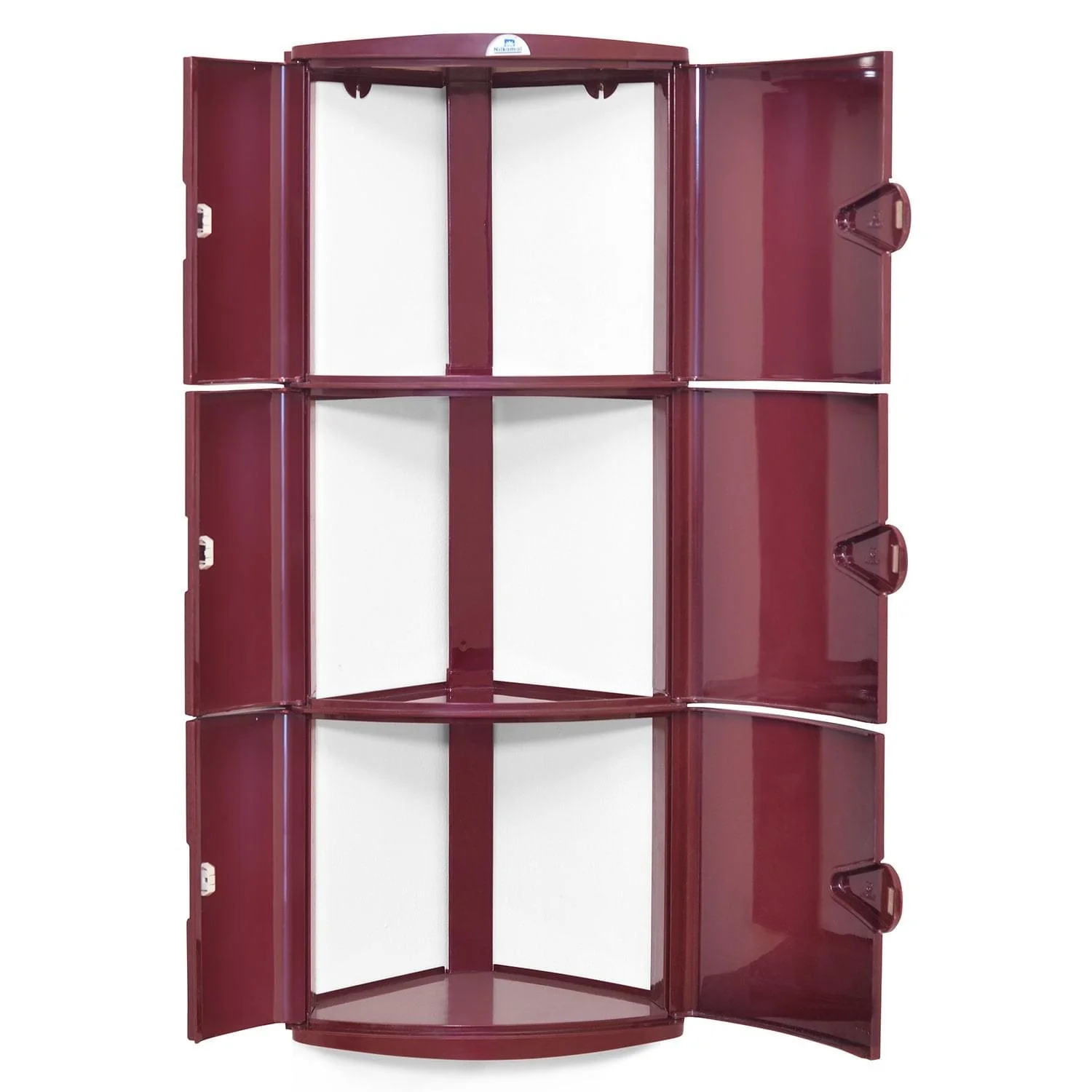Nilkamal 3 Door Plastic Storage Corner Cabinet (Maroon) - Image 4