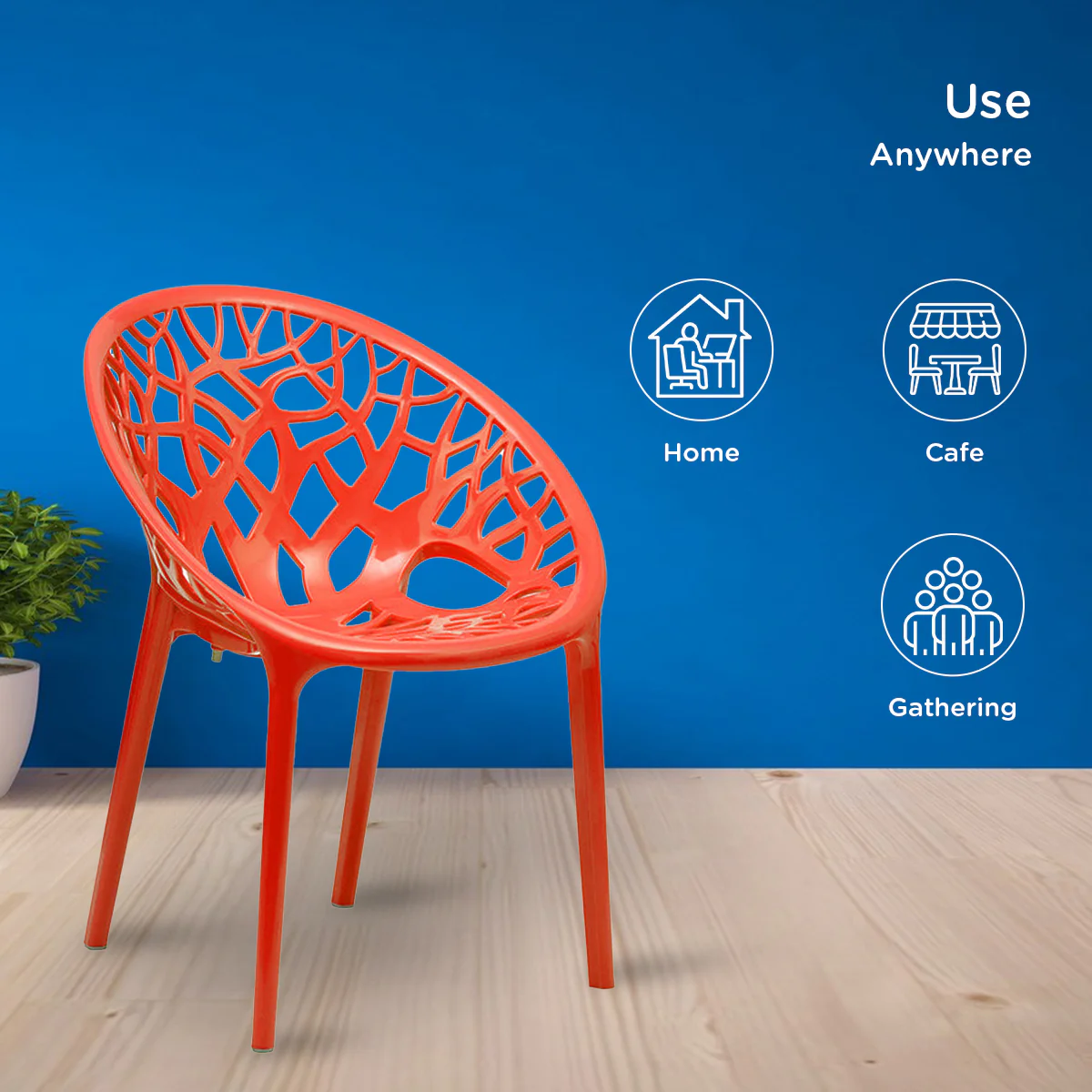 Nilkamal Crystal Polypropylene Premium Chair (Bright Red) - Image 4