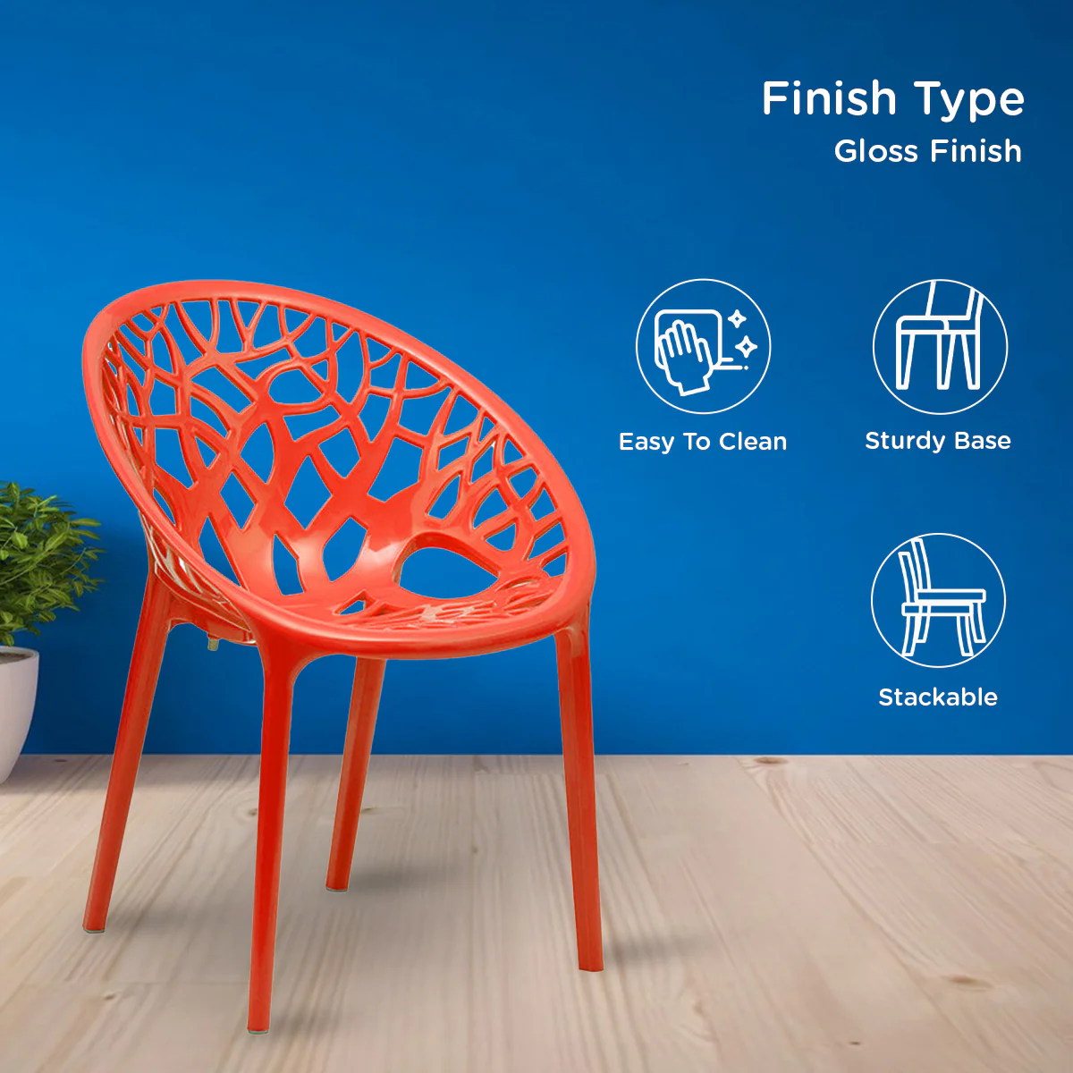 Nilkamal Crystal Polypropylene Premium Chair (Bright Red) - Image 5