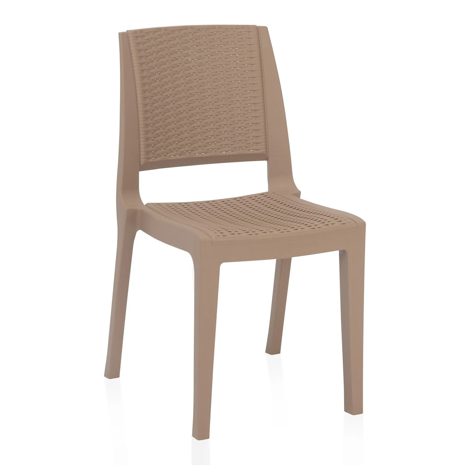 Nilkamal Enamora Premium Plastic Armless Chair (Rattan Dark Beige) - Image 7