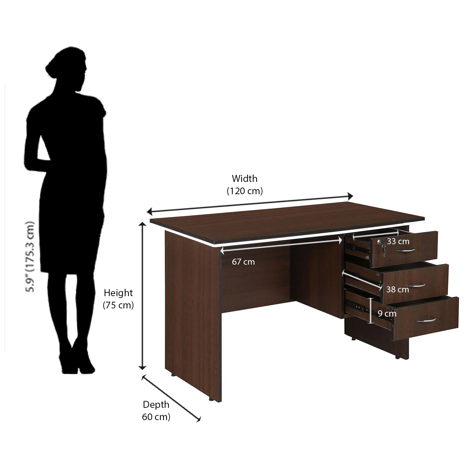 Nilkamal Endura Office Table (Brown) - Image 10