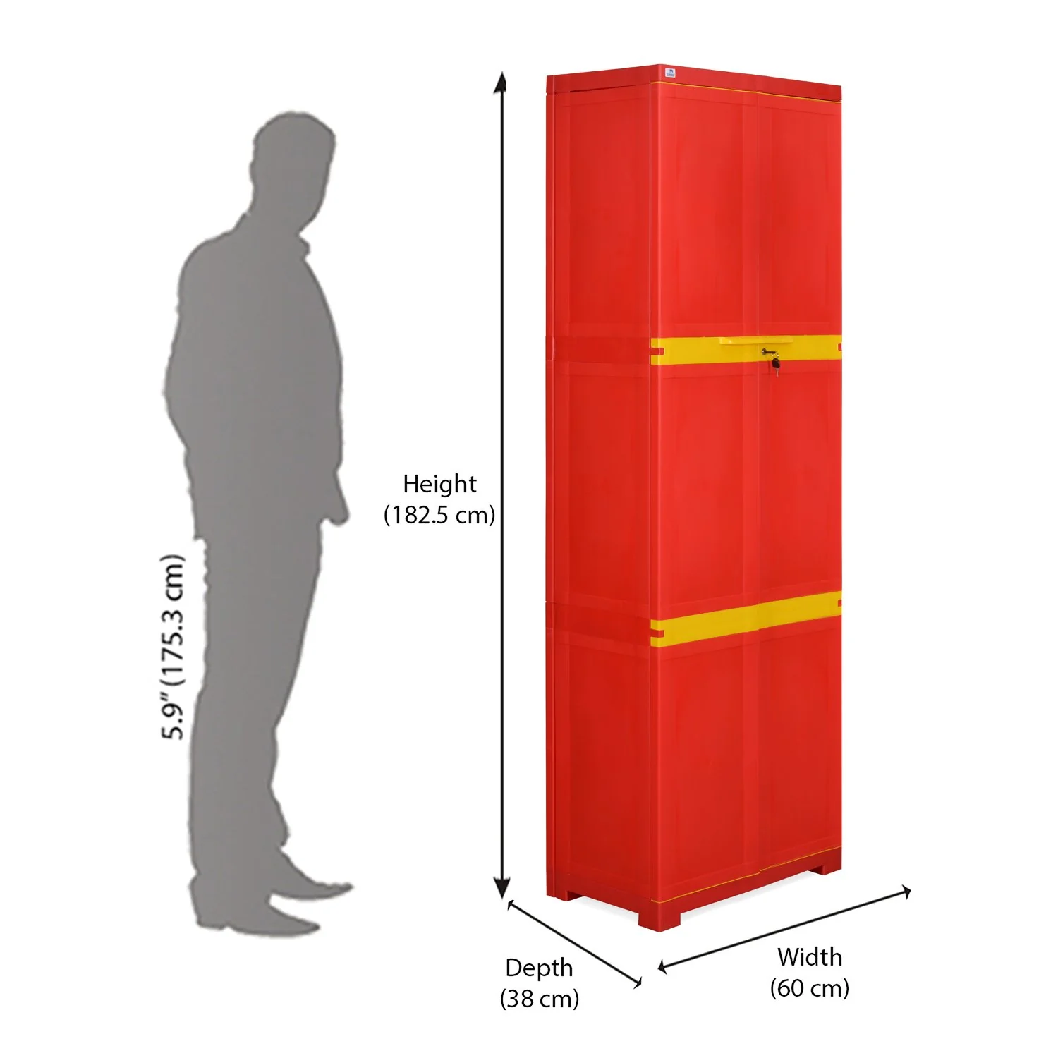 Nilkamal Freedom Mini Large (FML) Plastic Storage Cabinet (Bright Red / Yellow) - Image 8