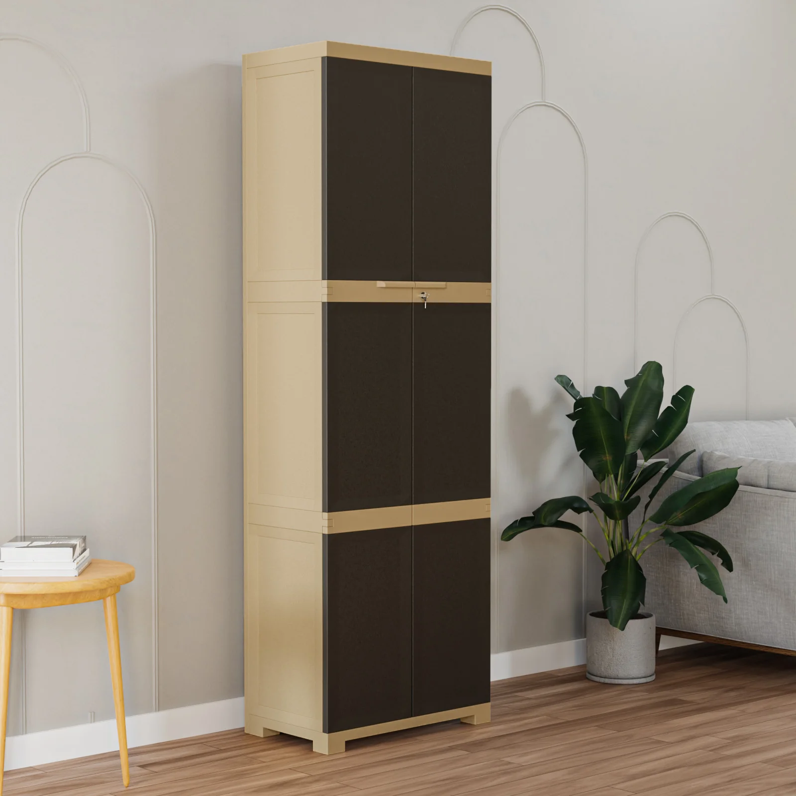 Nilkamal Freedom Mini Large (FML) Plastic Storage Cabinet (Weathered Brown / Biscuit) - Image 3