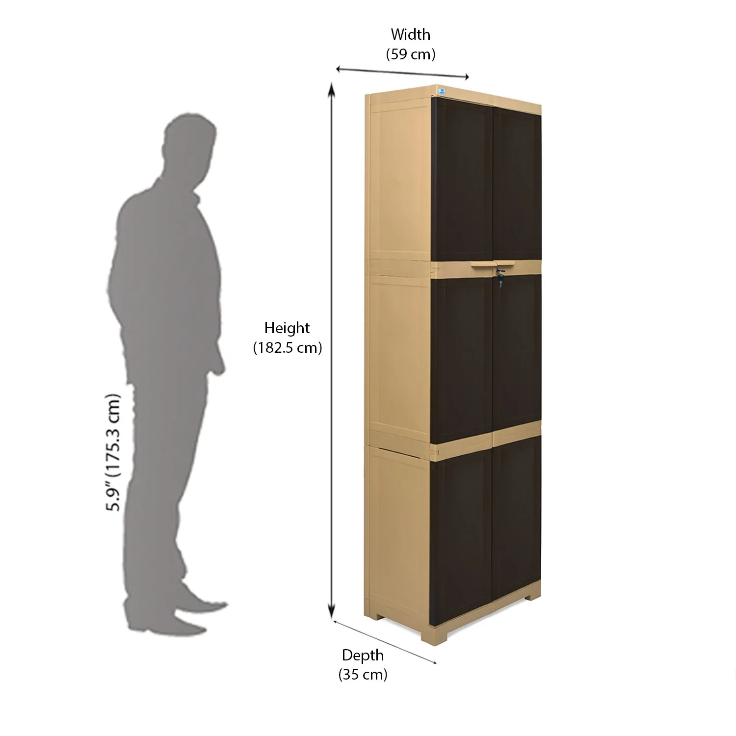 Nilkamal Freedom Mini Large (FML) Plastic Storage Cabinet (Weathered Brown / Biscuit) - Image 9