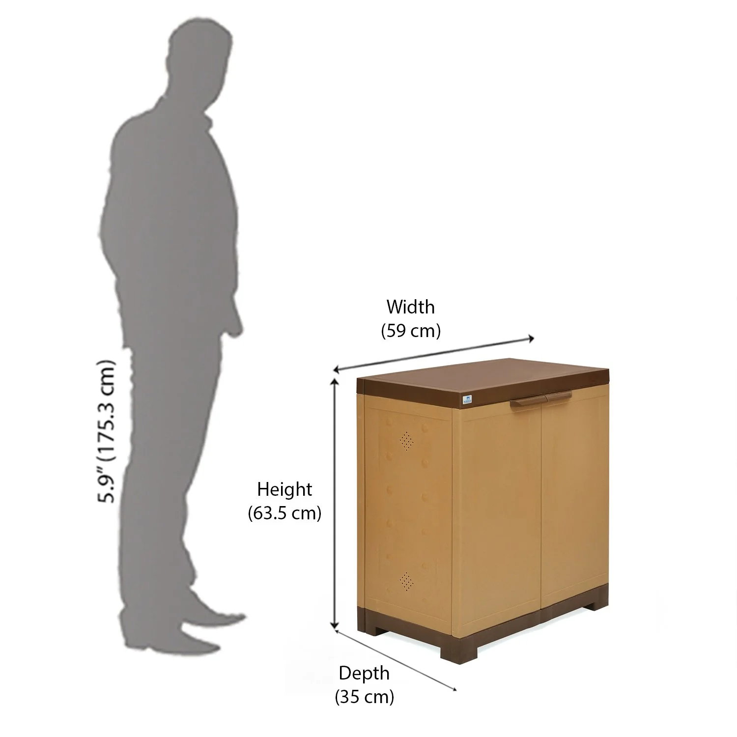 Nilkamal Freedom Mini 09 (FMSC09) Plastic Shoe Cabinet (Sandy Brown / Dark Brown) - Image 8