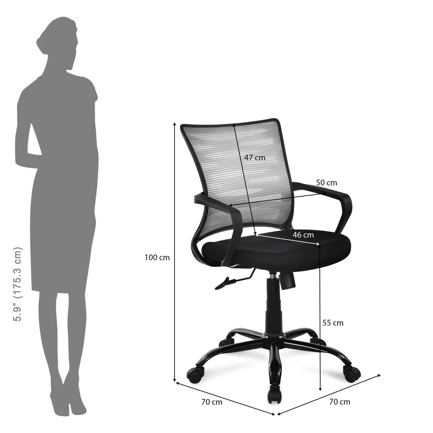 Nilkamal Giza Plus Mid Back Office Chair - Image 14