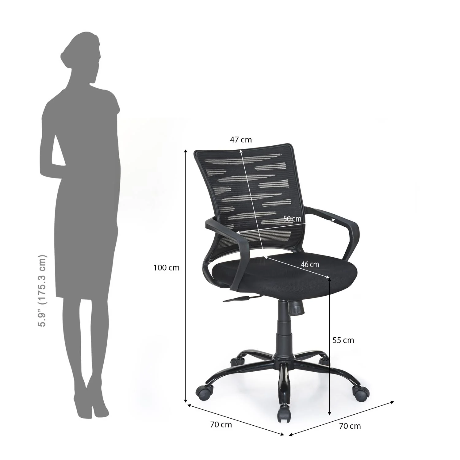 Nilkamal Giza Plus Mid Back Office Chair - Image 4