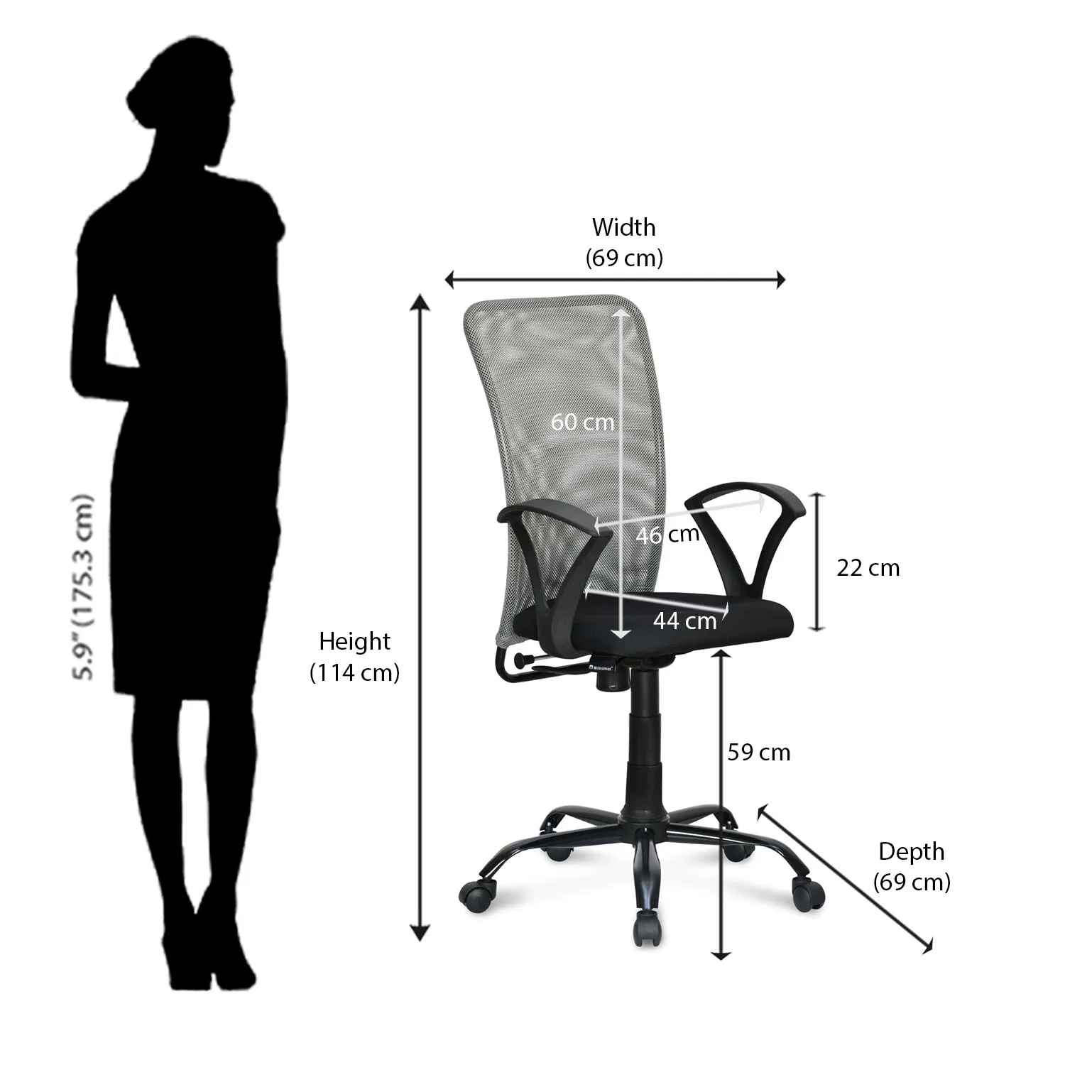 Nilkamal Hanoi Mid Back Office Chair - Image 35