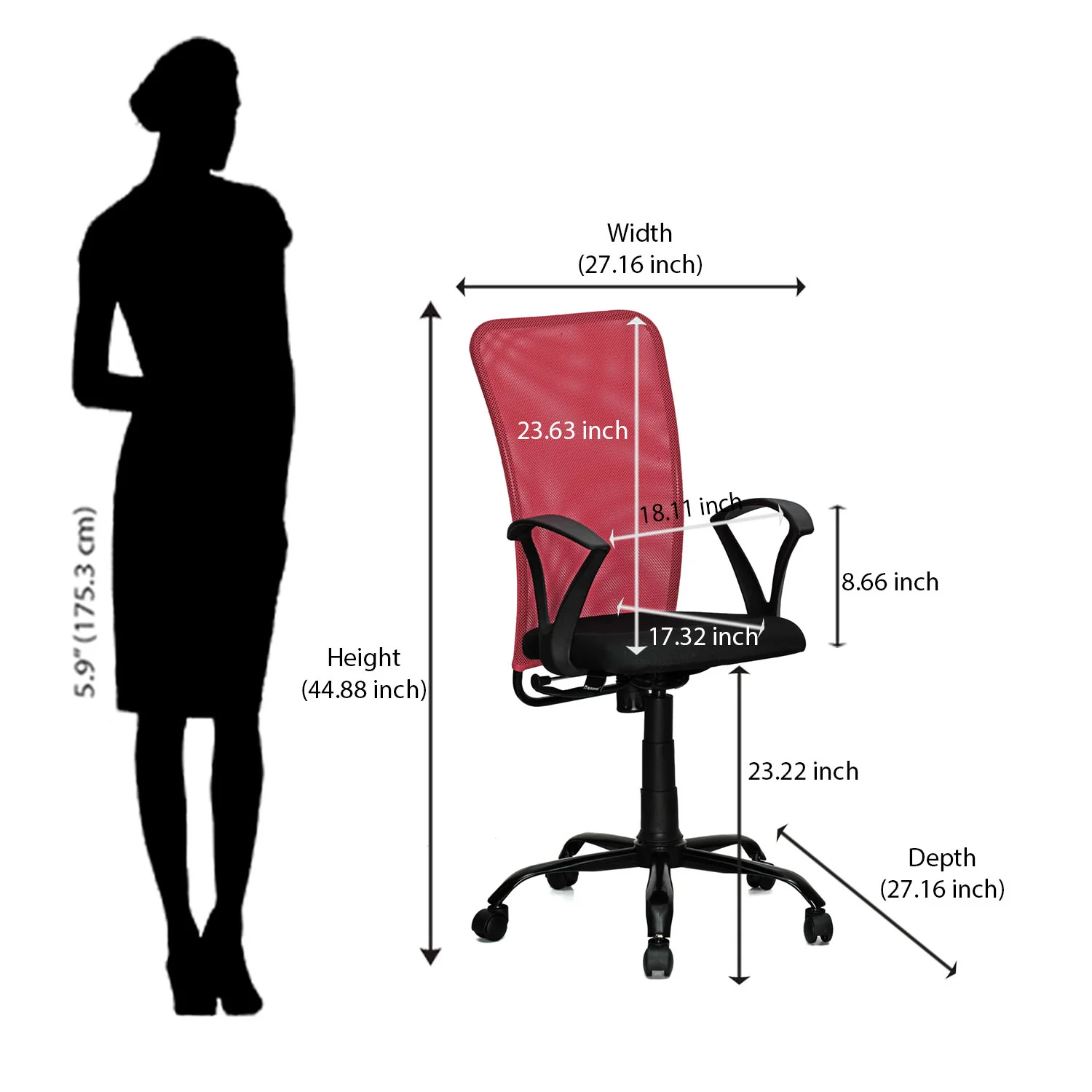 Nilkamal Hanoi Mid Back Office Chair - Image 45