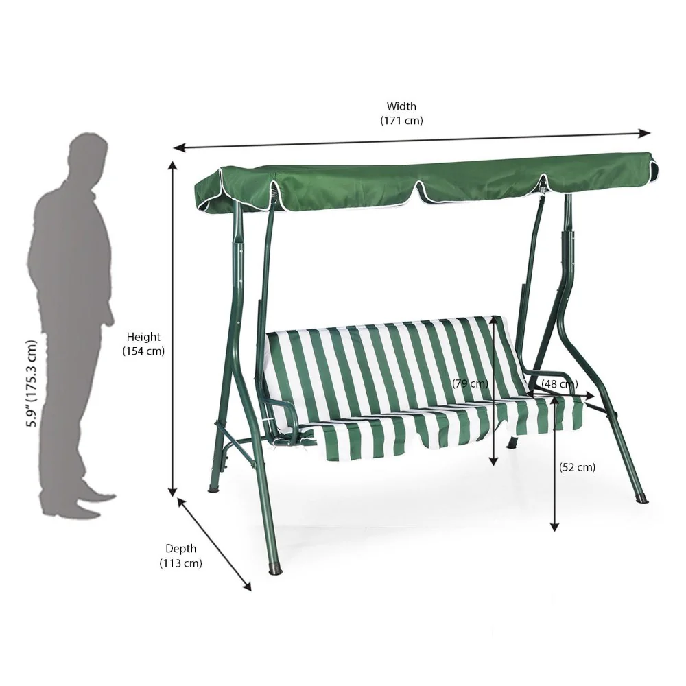 Nilkamal Leisure 3 Seater Garden Swing (Green) - Image 7