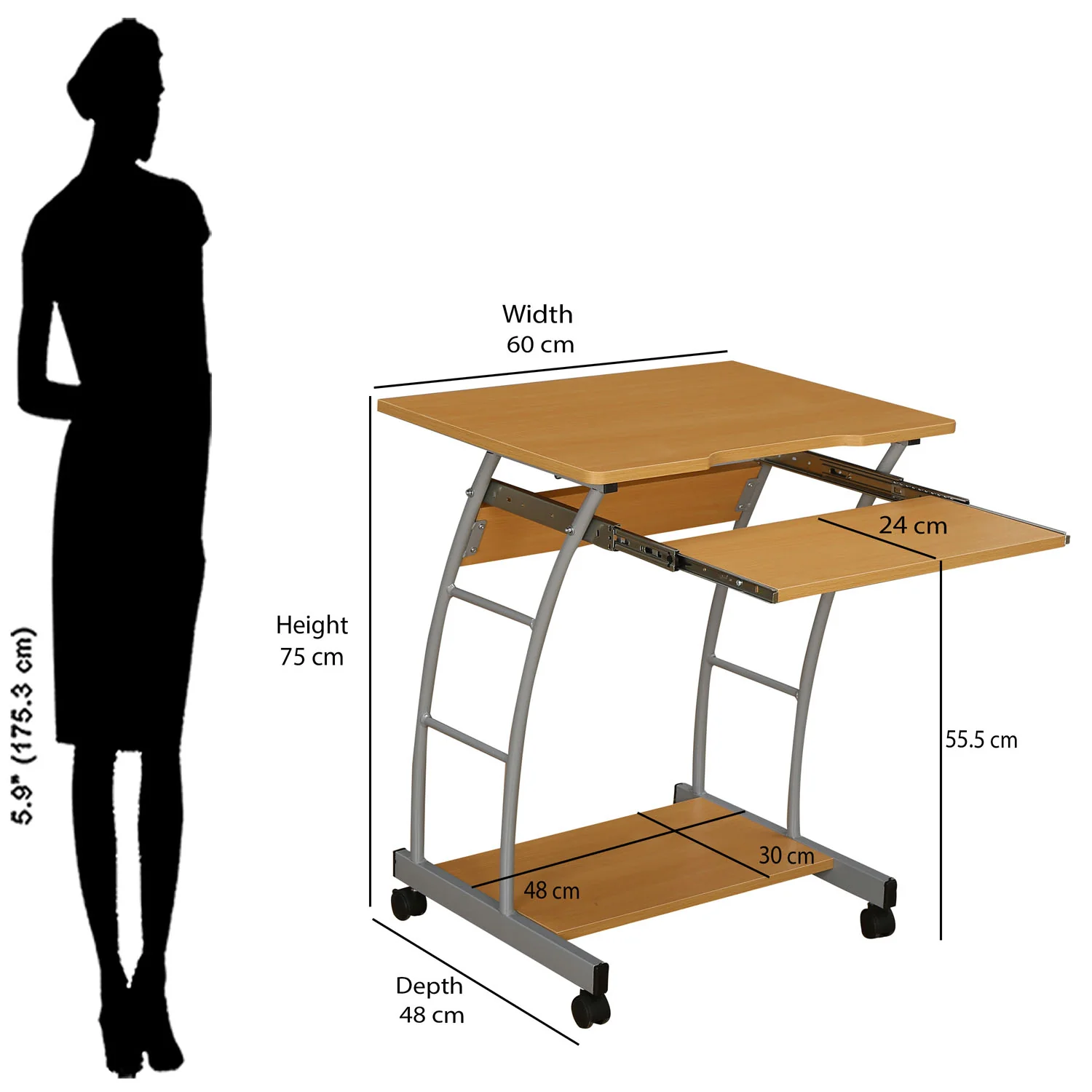 Nilkamal Leo Computer Table (Beech) - Image 11