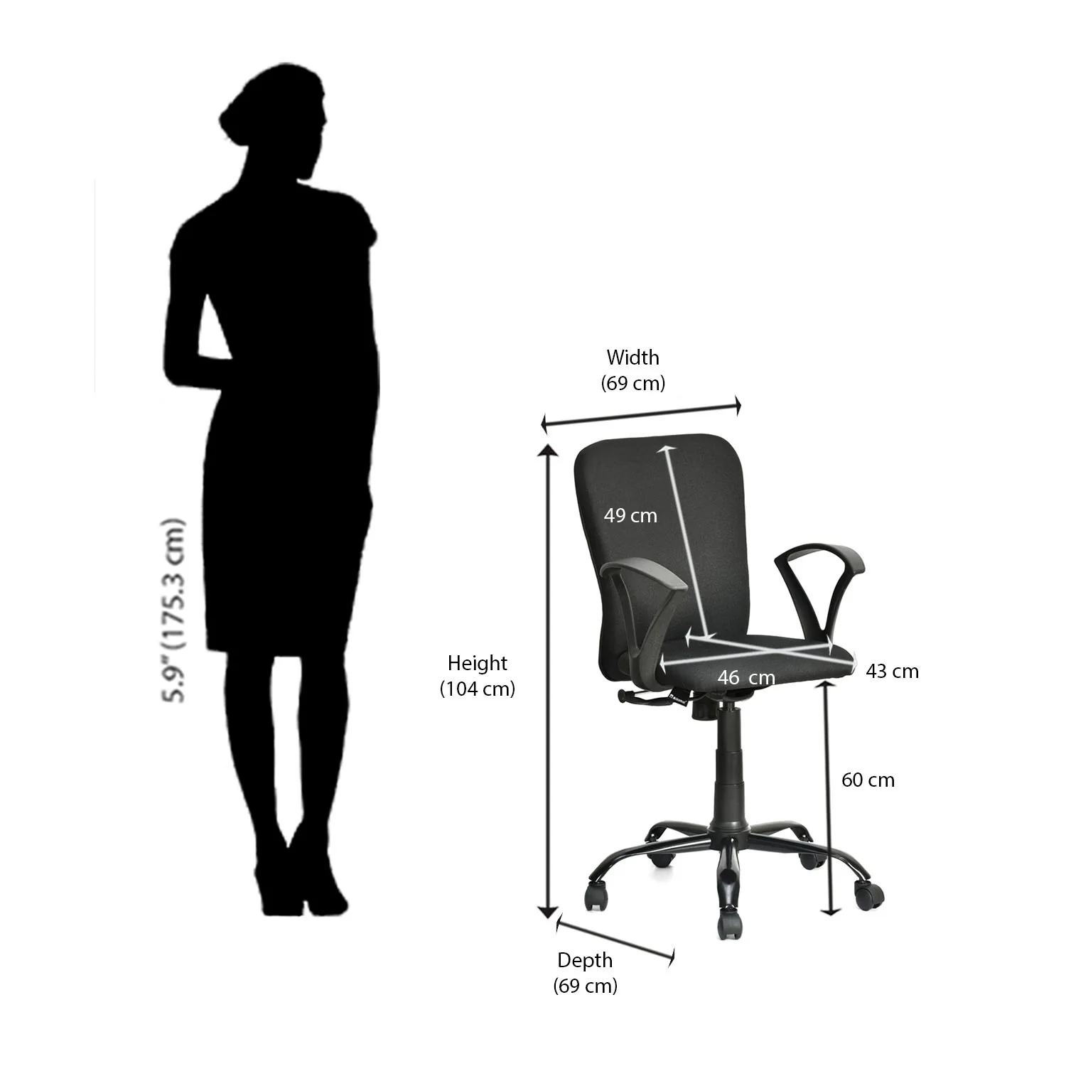 Nilkamal Lusaka Mid Back Office Chair - Image 10