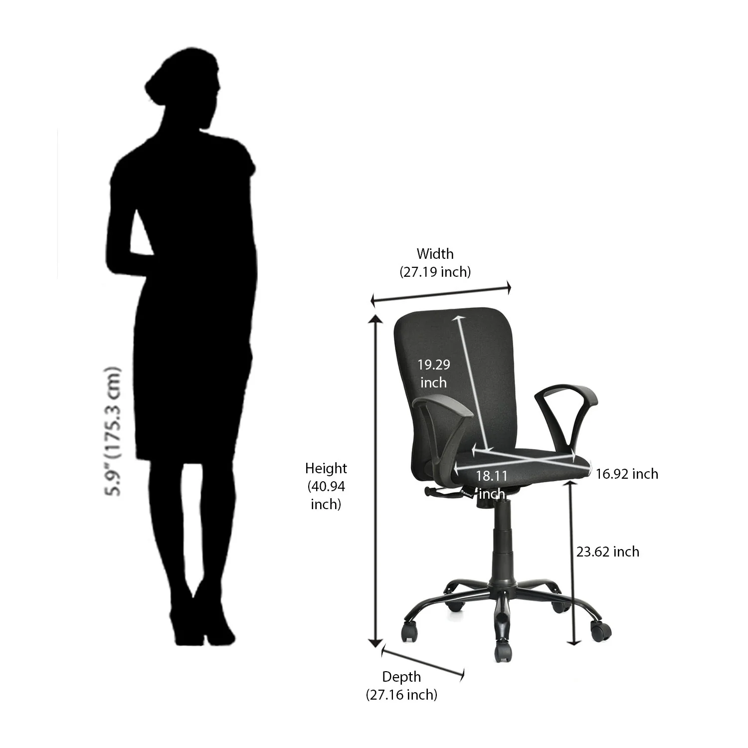 Nilkamal Lusaka Mid Back Office Chair - Image 11