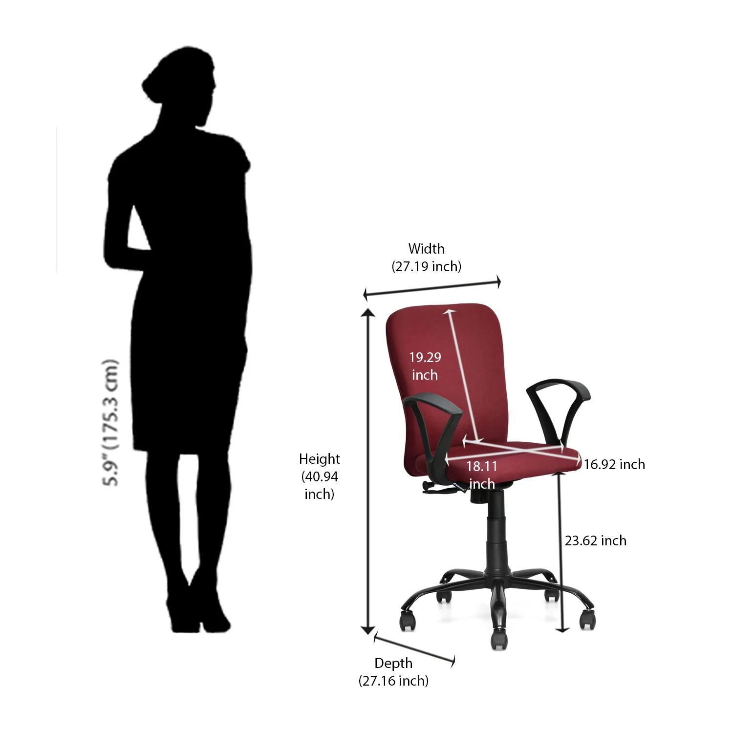 Nilkamal Lusaka Mid Back Office Chair - Image 21