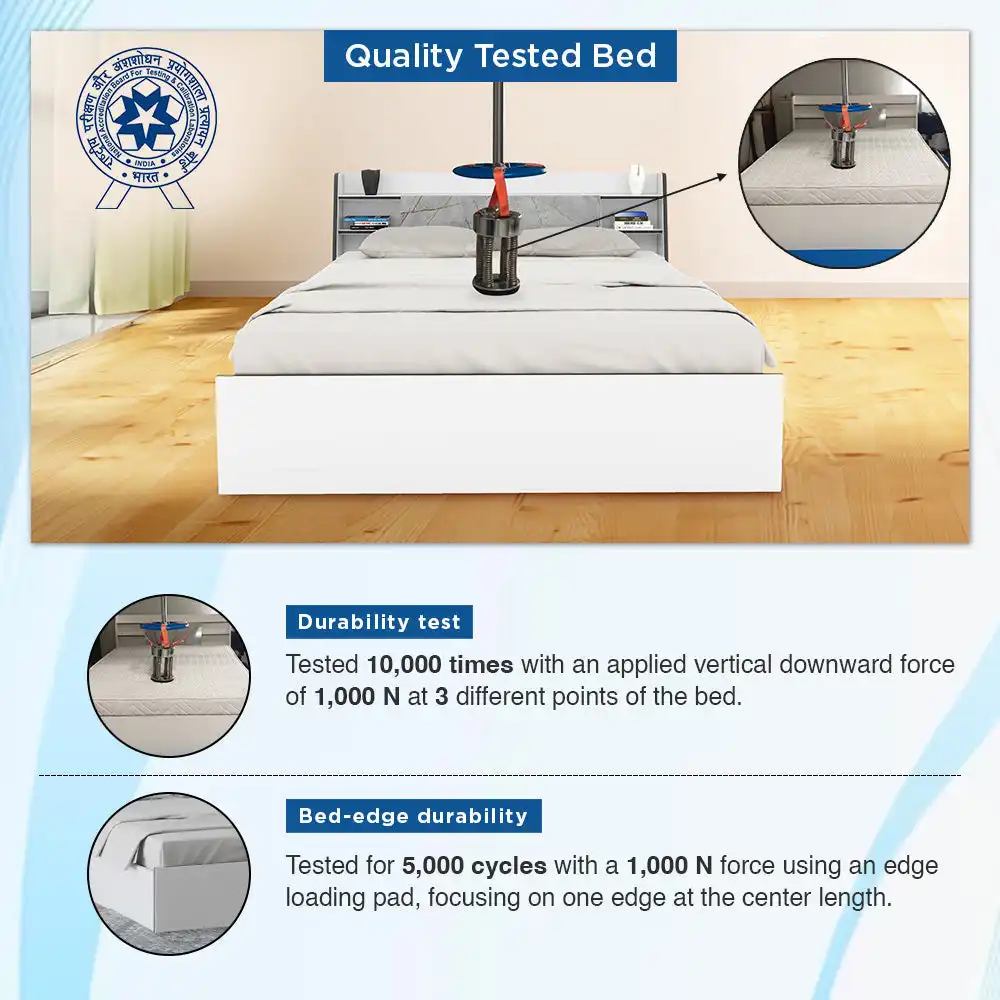 Nilkamal Marbito King Bed With Headboard & Box Storage (White) - Image 13