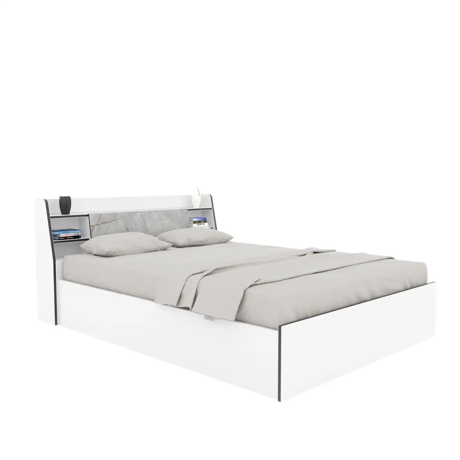 Nilkamal Marbito King Bed With Headboard & Box Storage (White) - Image 4