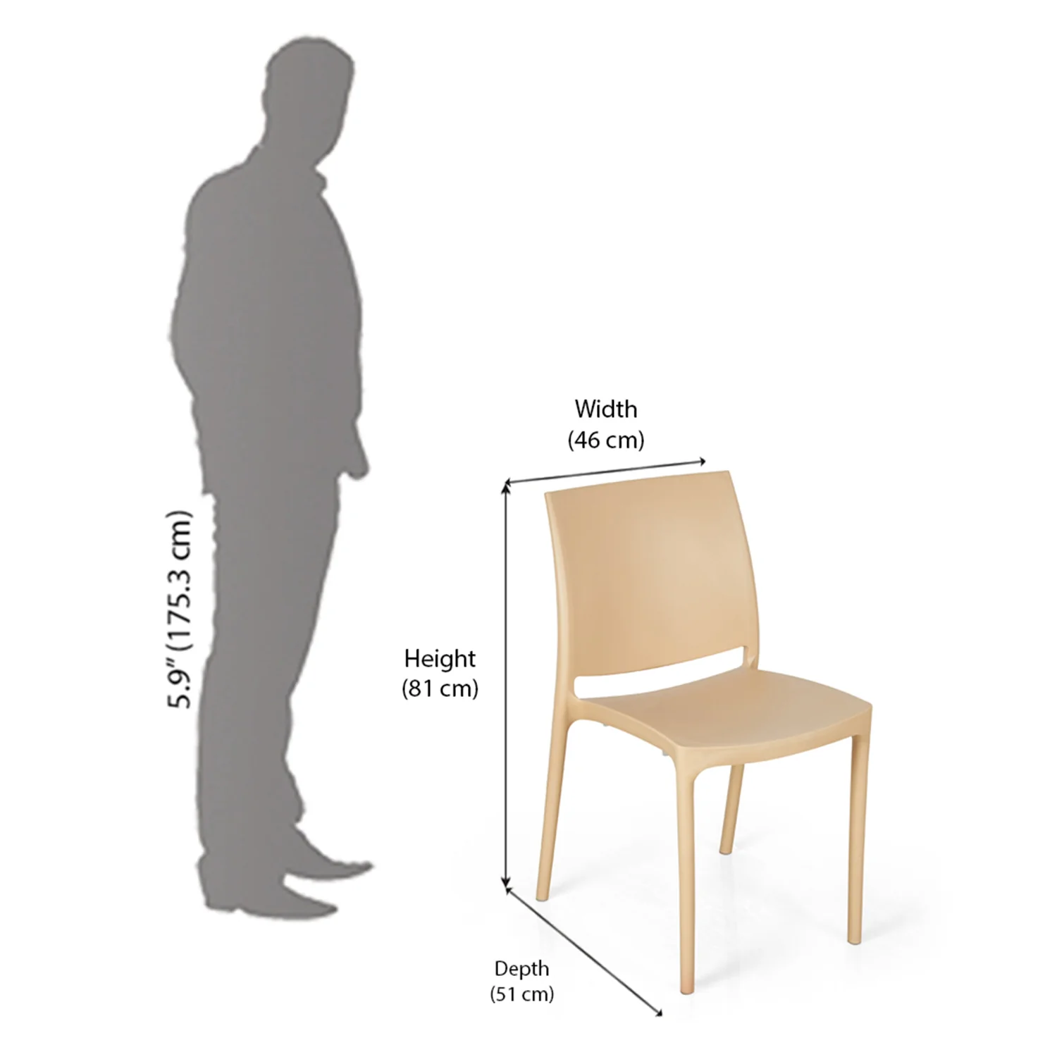 Nilkamal Novella 08 Plastic Armless Chair (Biscuit) - Image 12