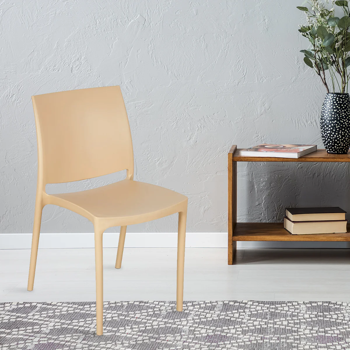 Nilkamal Novella 08 Plastic Armless Chair (Biscuit) - Image 3