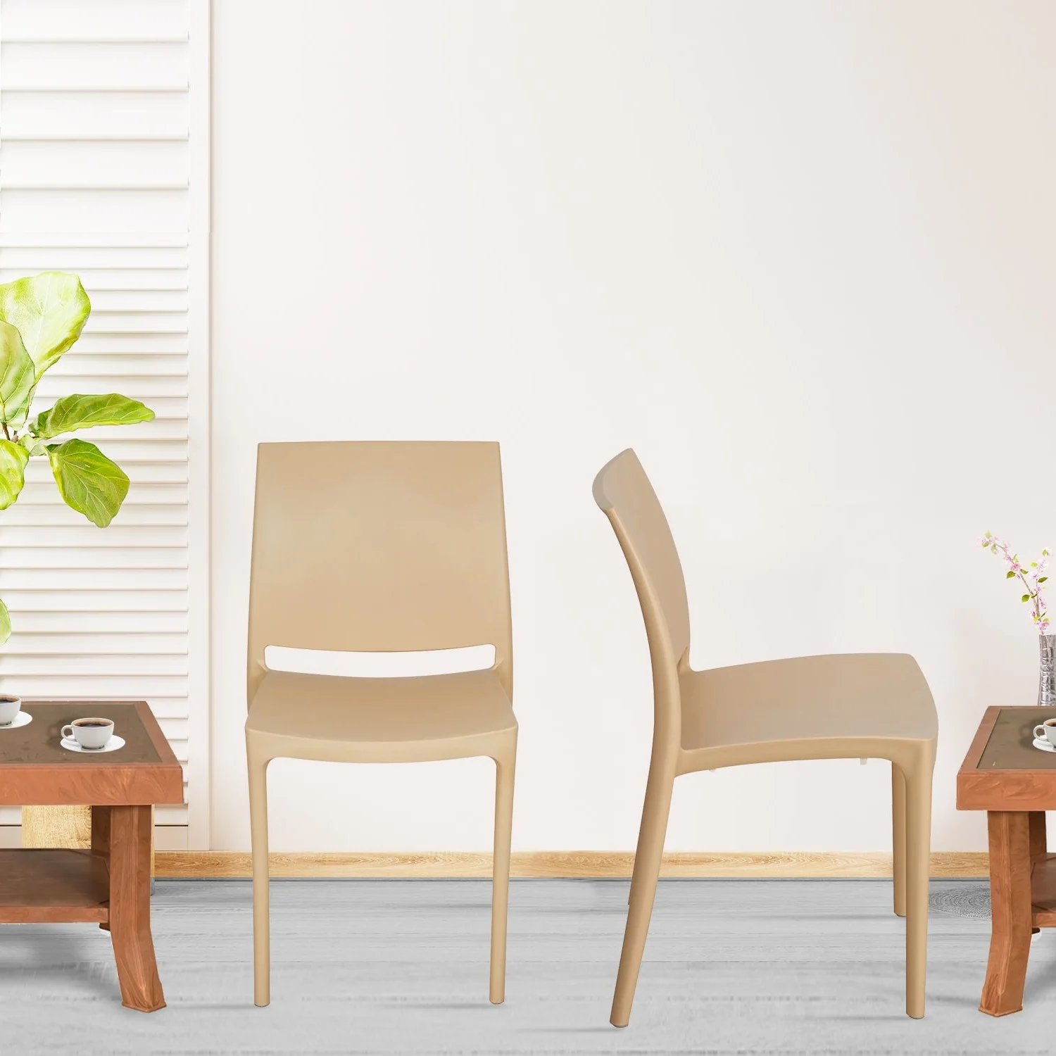 Nilkamal Novella 08 Plastic Armless Chair (Biscuit) - Image 4
