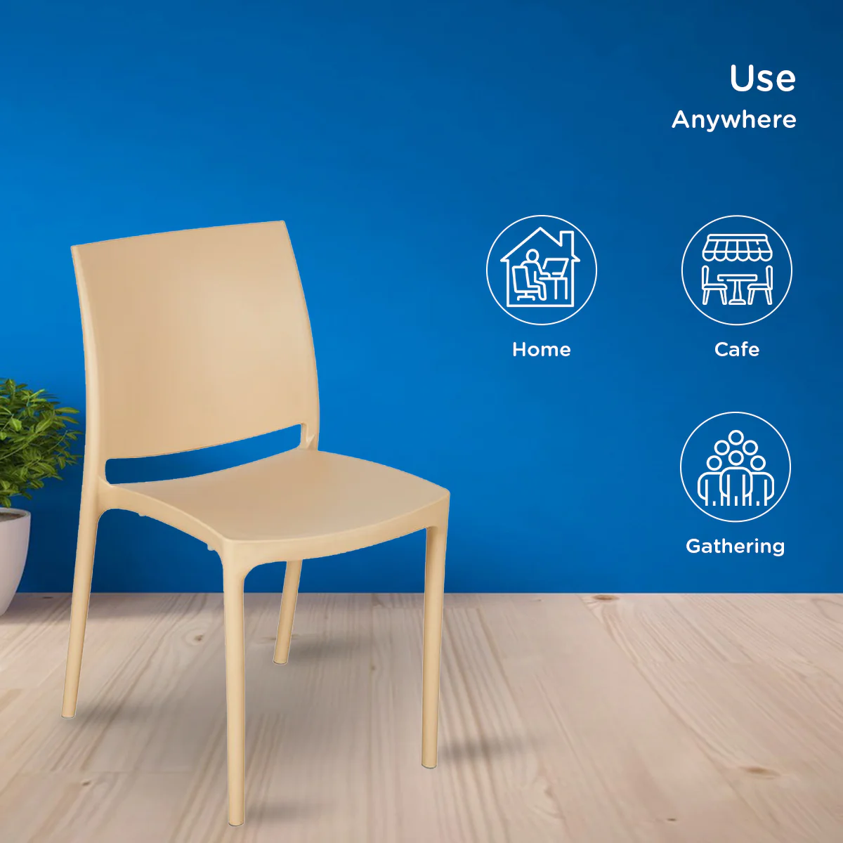 Nilkamal Novella 08 Plastic Armless Chair (Biscuit) - Image 5