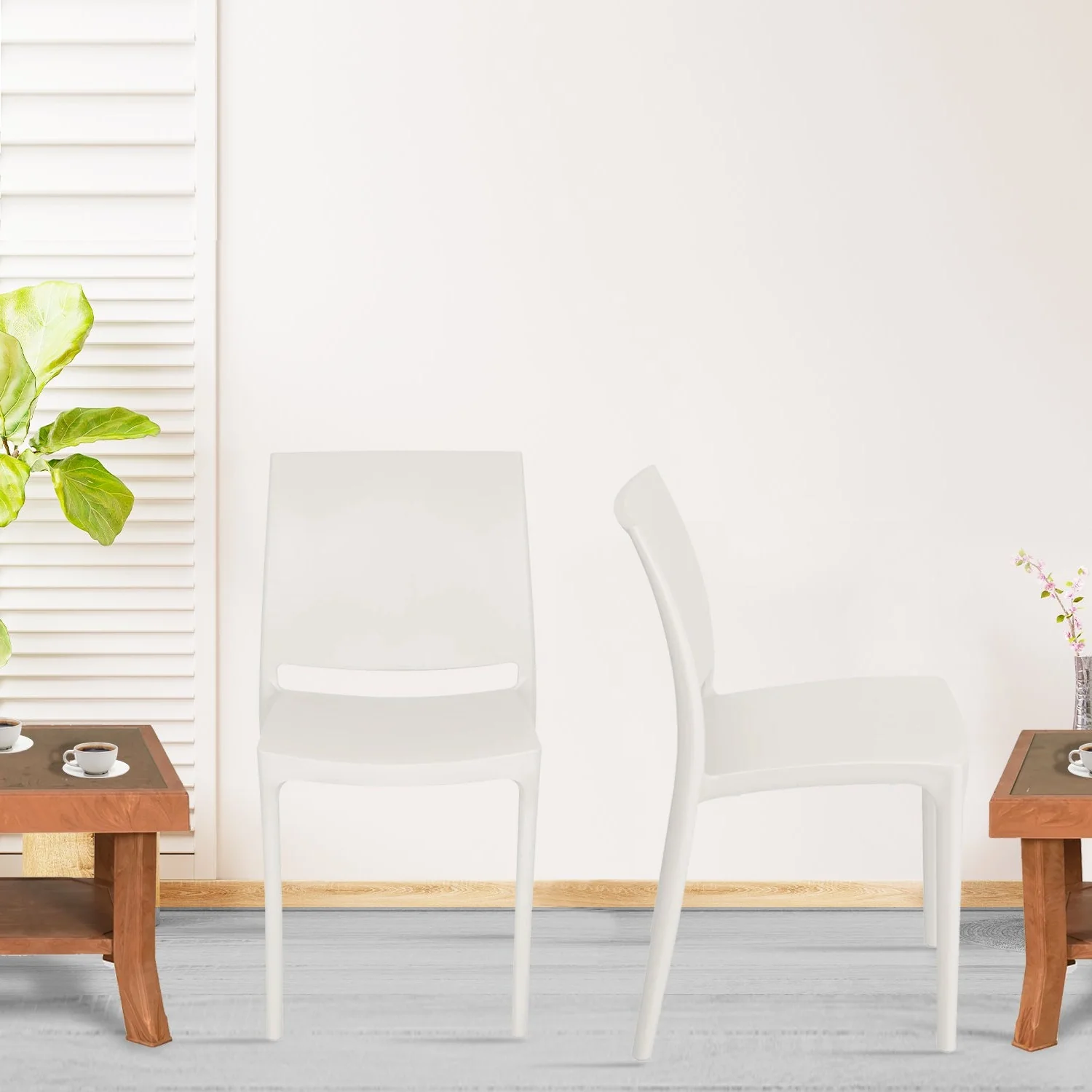 Nilkamal Novella 08 Plastic Armless Chair (Milky White) - Image 3