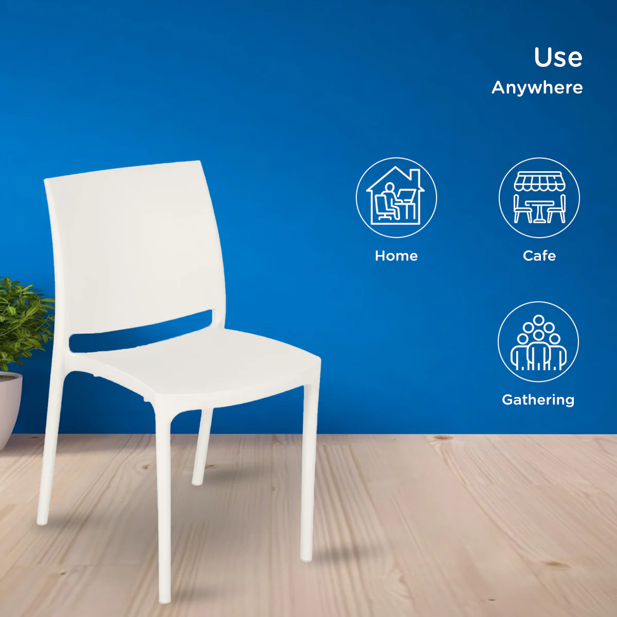 Nilkamal Novella 08 Plastic Armless Chair (Milky White) - Image 4