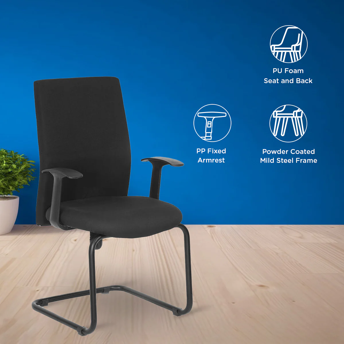 Nilkamal Optima Visitor Chair (Black) - Image 4