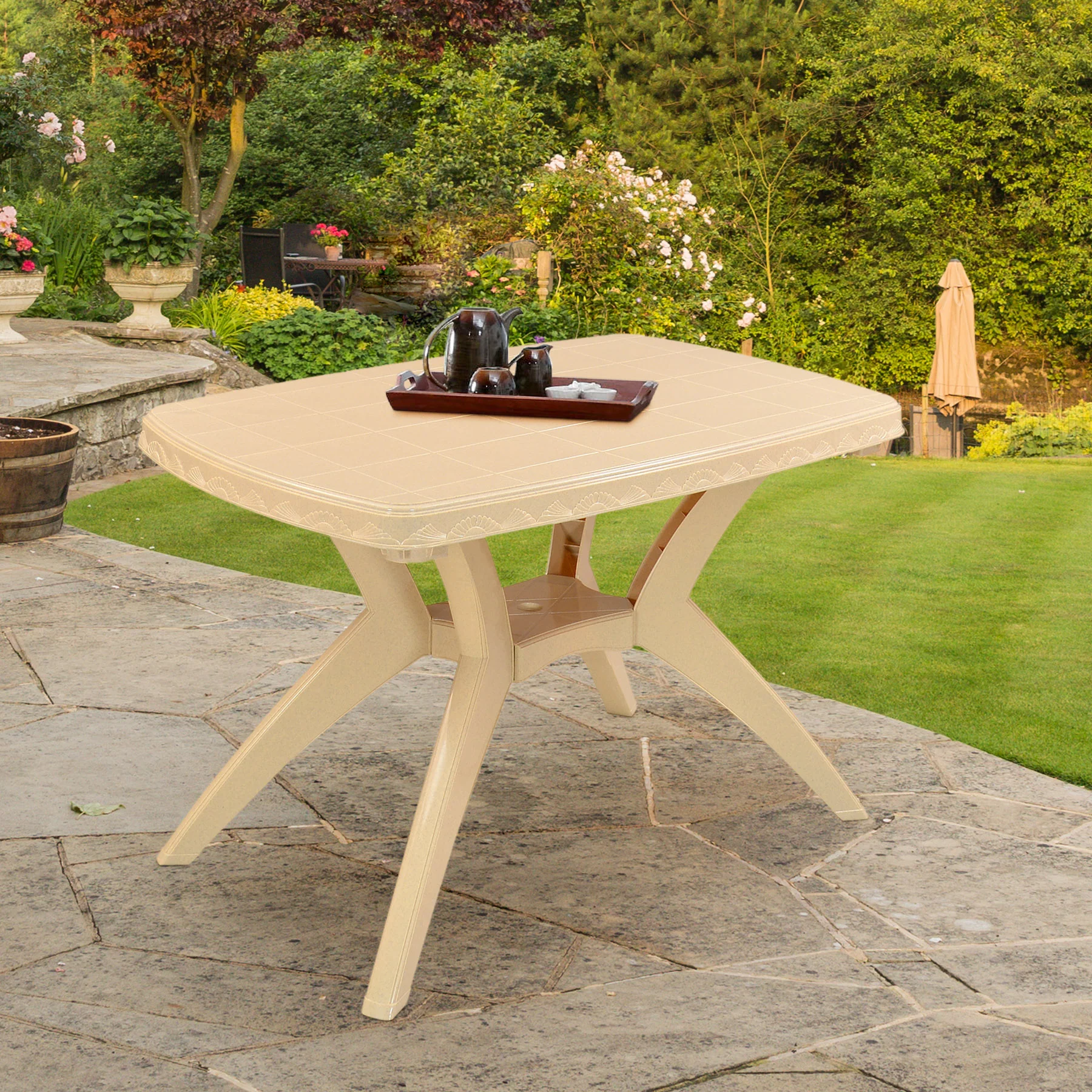 Nilkamal Shahenshah Kross legged Table (Marble Beige) - Image 3