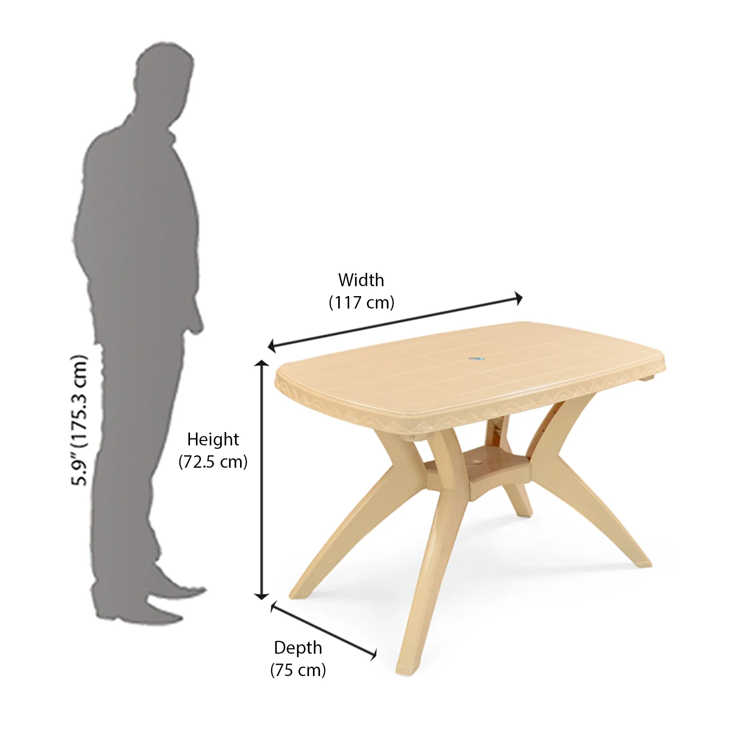 Nilkamal Shahenshah Kross legged Table (Marble Beige) - Image 8