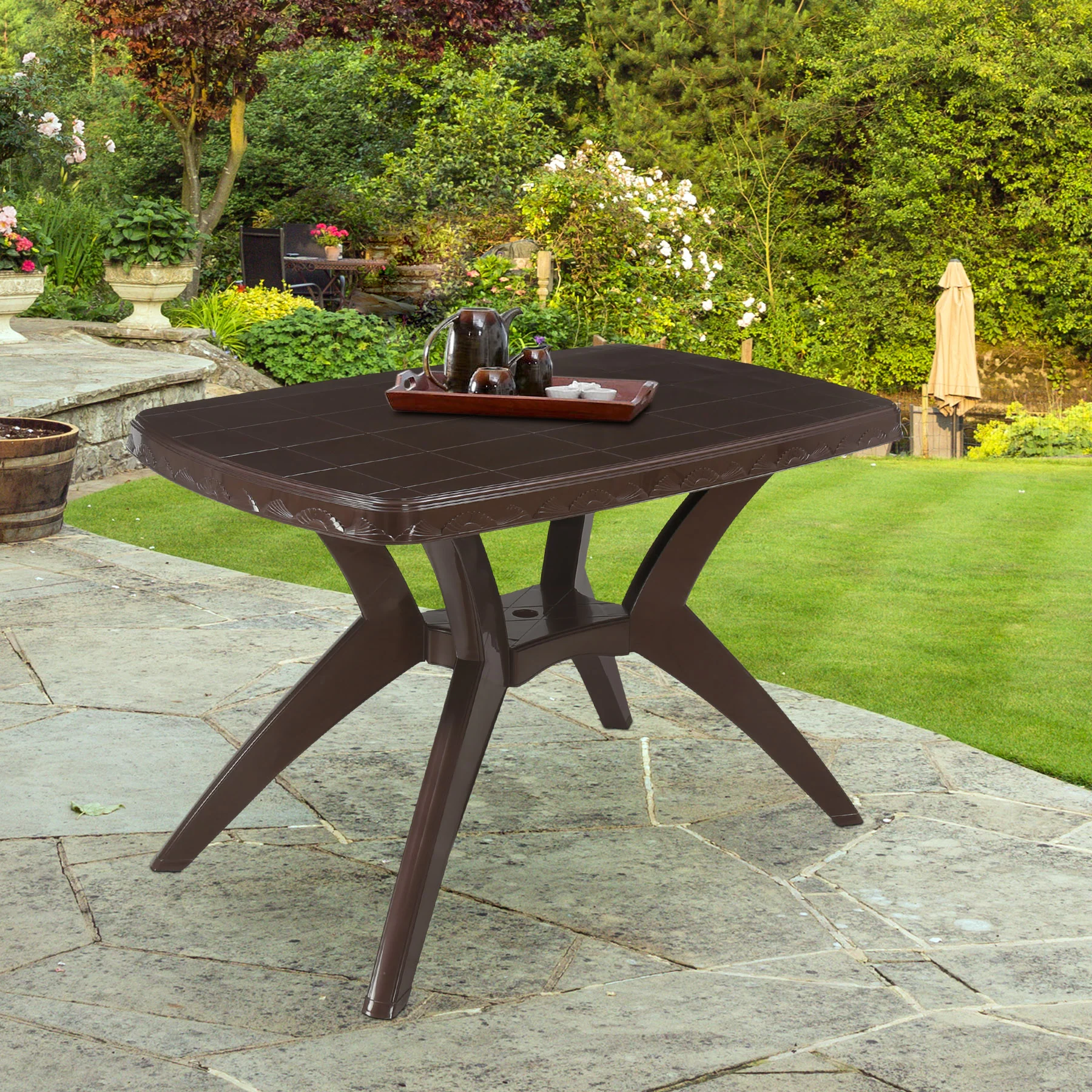 Nilkamal Shahenshah Kross legged Table (Weather Brown) - Image 3