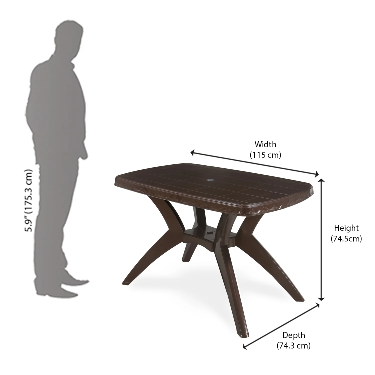 Nilkamal Shahenshah Kross legged Table (Weather Brown) - Image 8