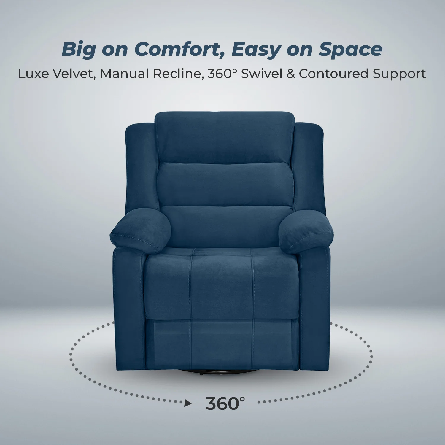 Nilkamal Sierra 1 Seater Rocker & Swivel Recliner Sofa (Blue) - Image 4