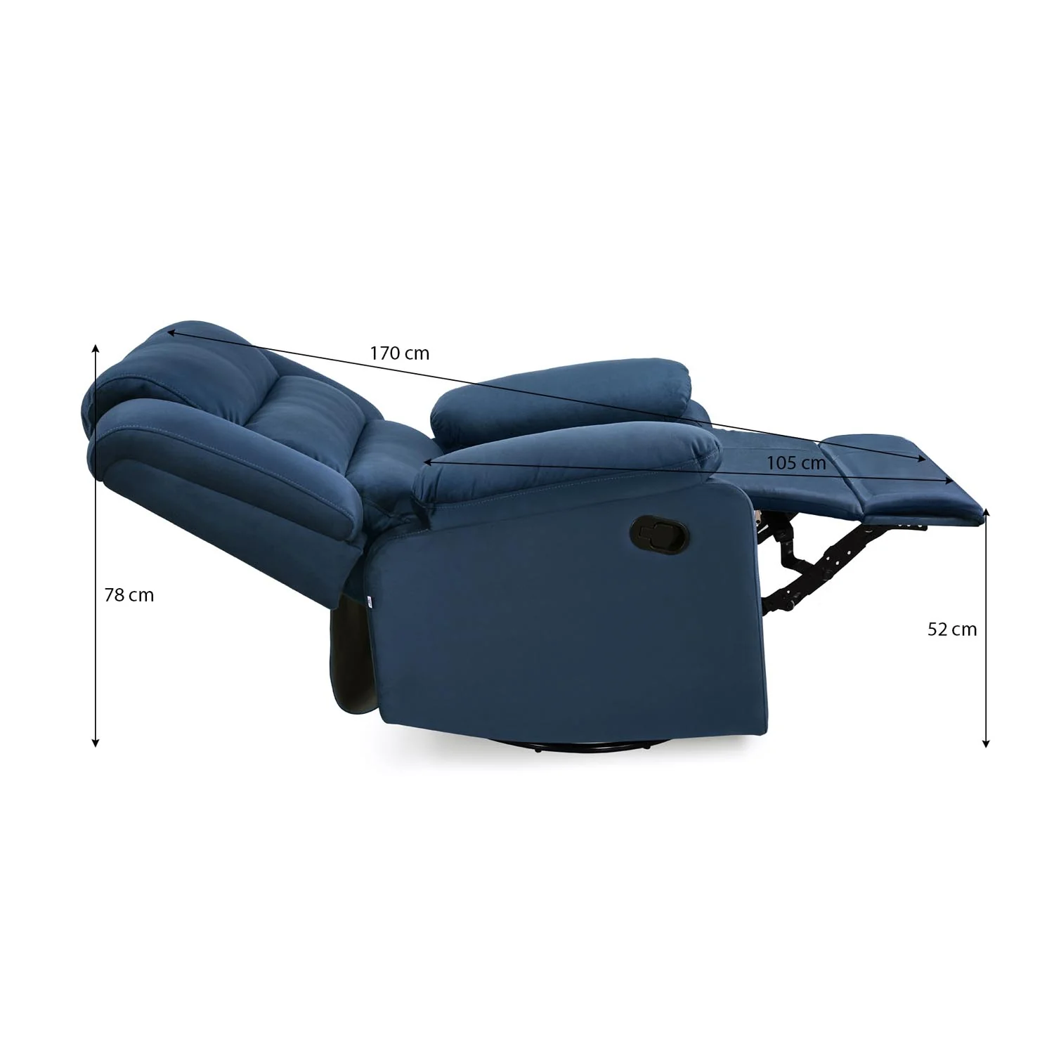 Nilkamal Sierra 1 Seater Rocker & Swivel Recliner Sofa (Blue) - Image 8