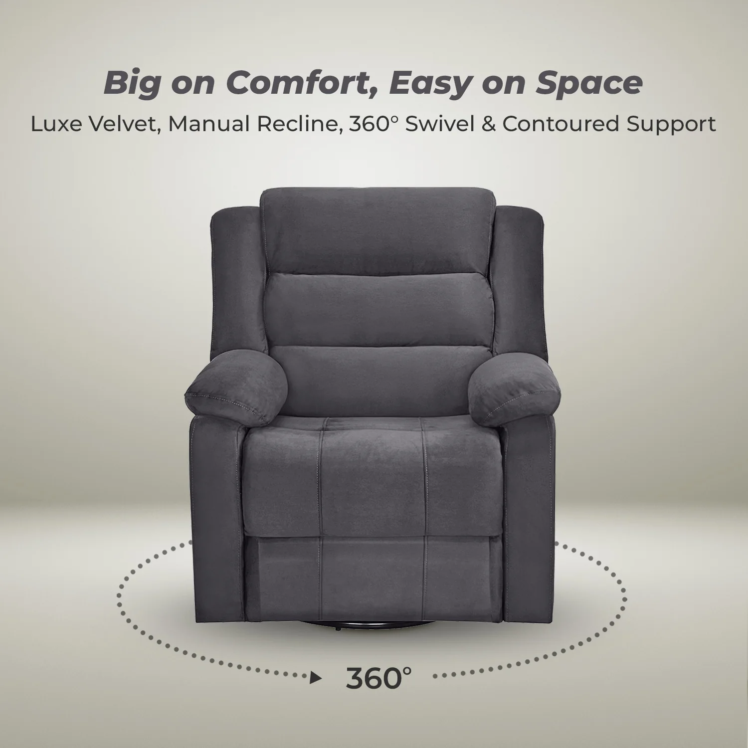 Nilkamal Sierra 1 Seater Rocker & Swivel Recliner Sofa (Brown) - Image 4