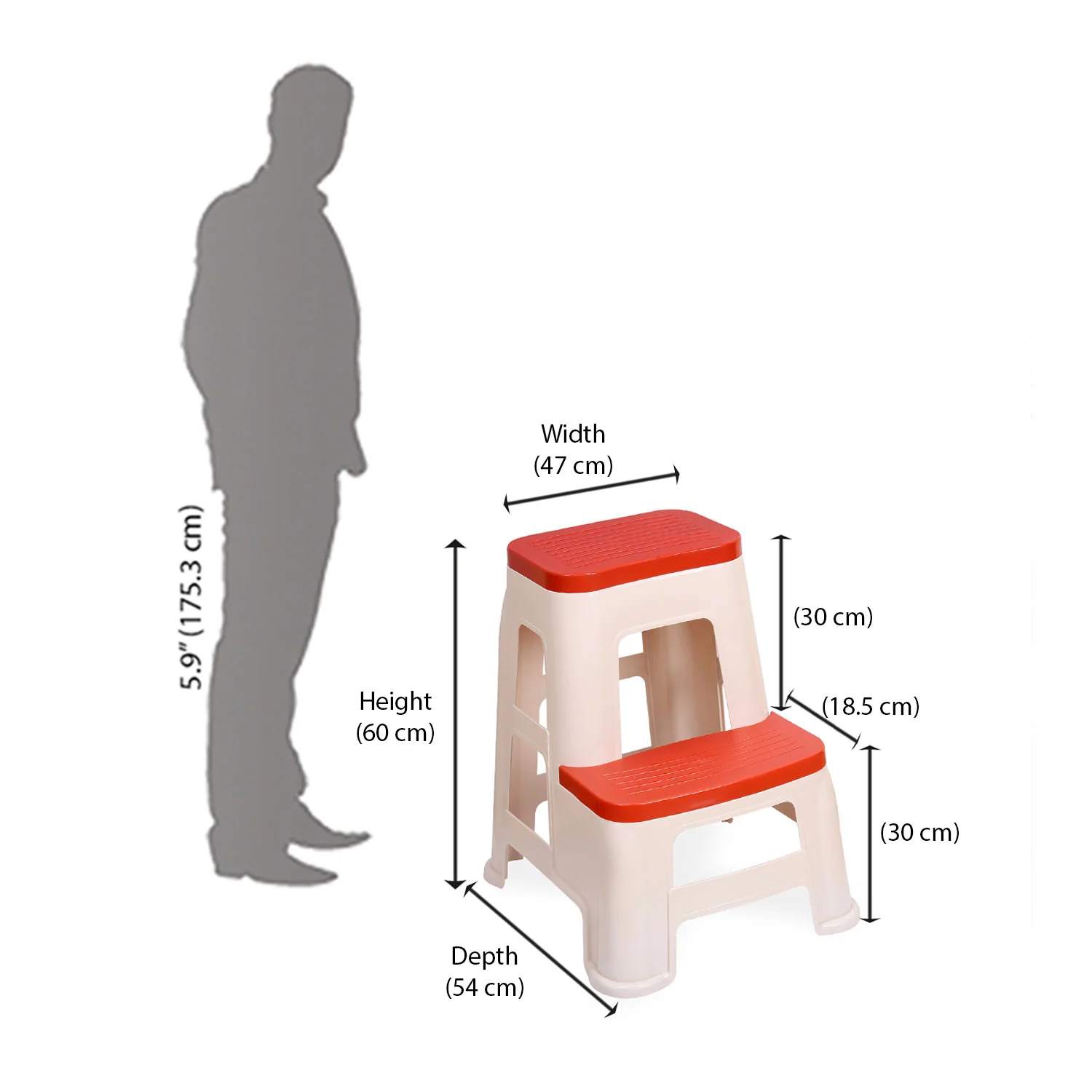 Nilkamal Step Stool 31 (Basket Beach /  Coral Red) - Image 10