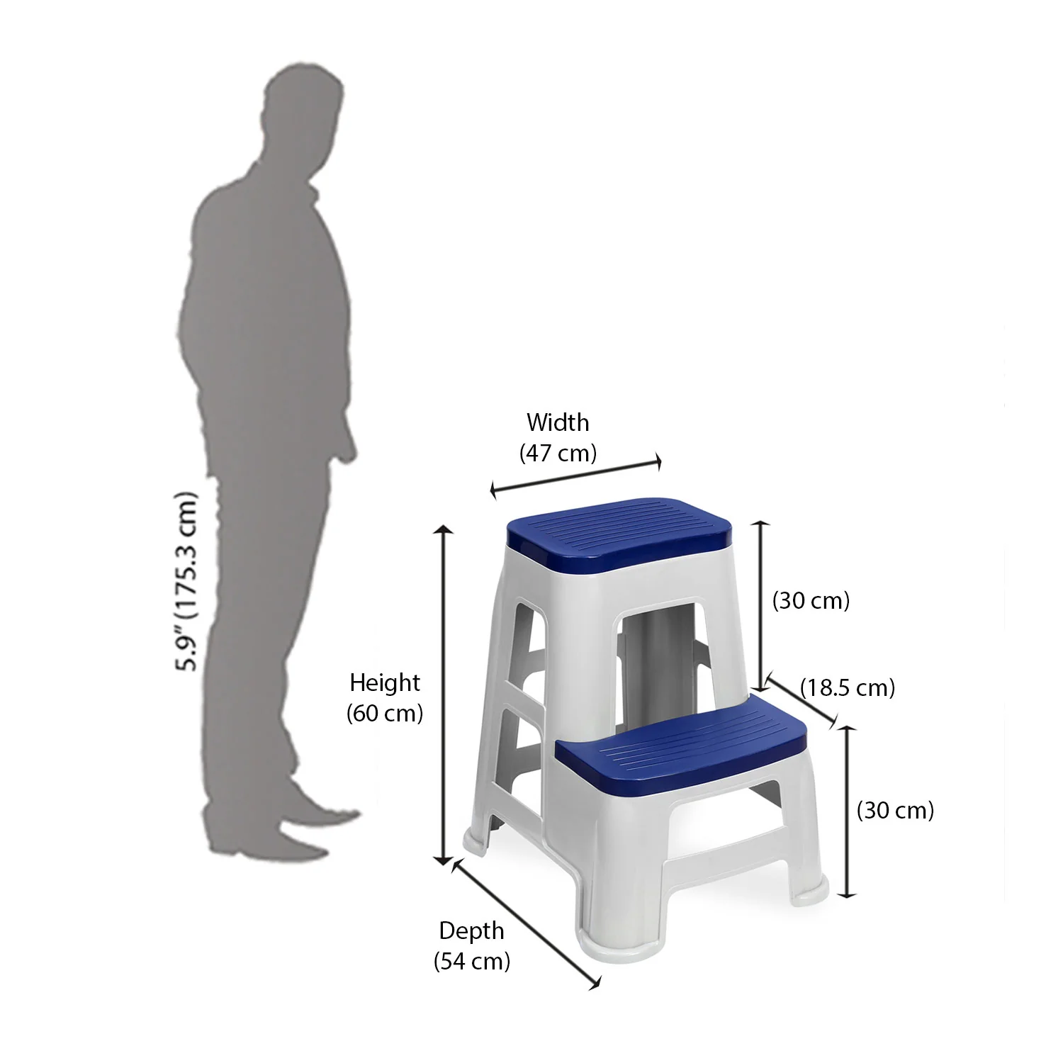 Nilkamal Step Stool 31 (Silk Grey /  Cobalt Blue) - Image 10