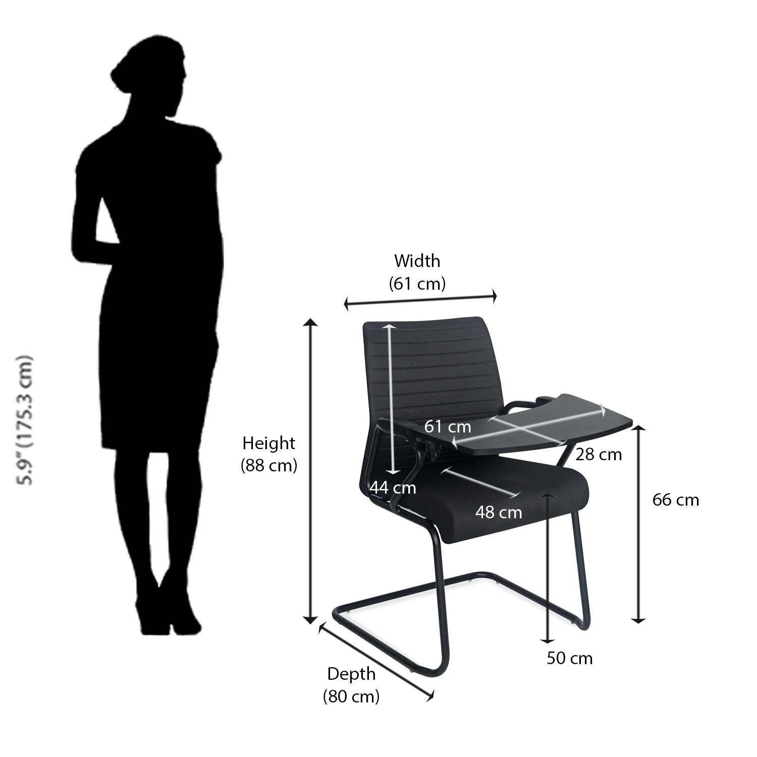 Nilkamal Thames Training Fabric Chair (Black) - Image 9