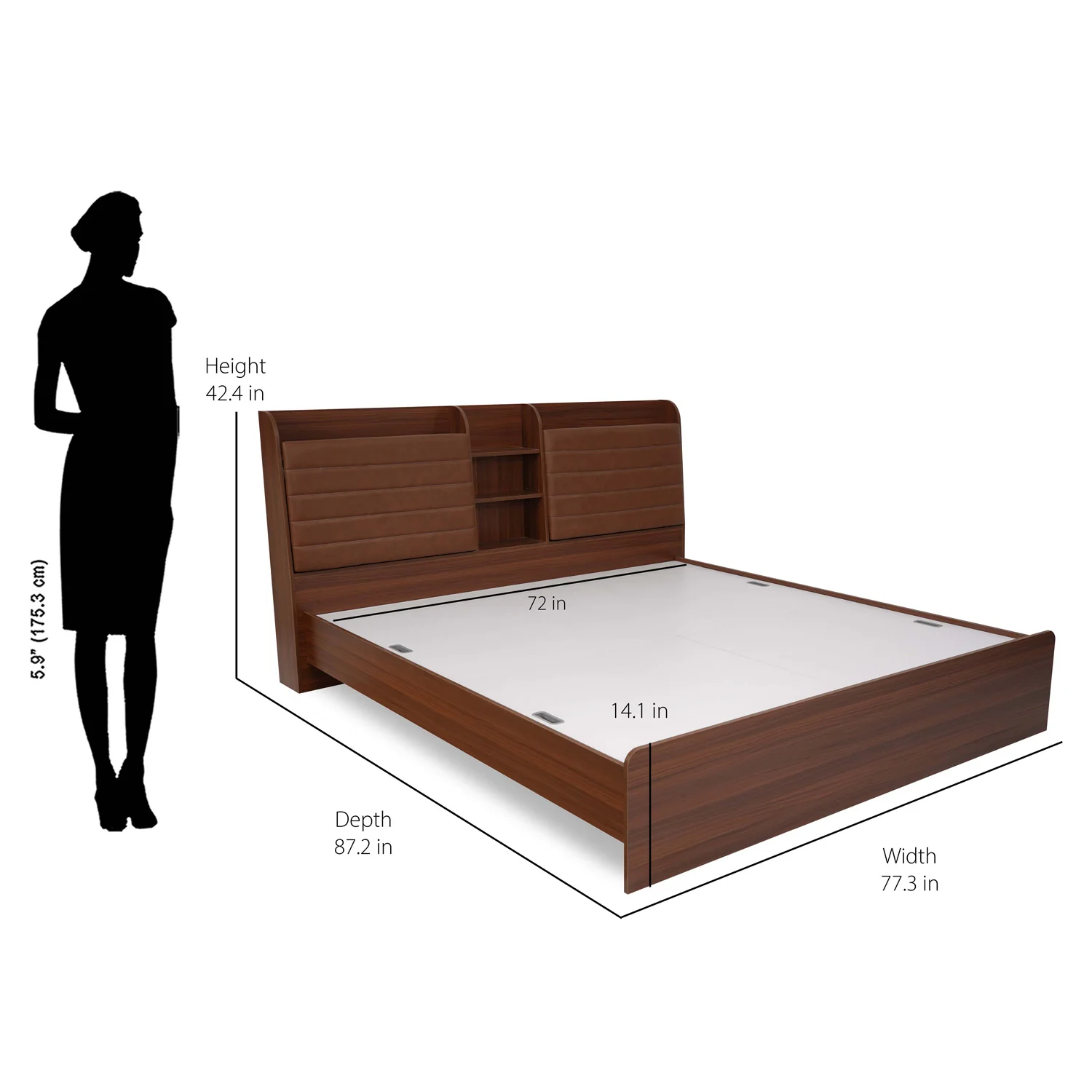 Nilkamal Tokyo Calipso King Bed Without Storage (Classic Plank Walnut) - Image 10