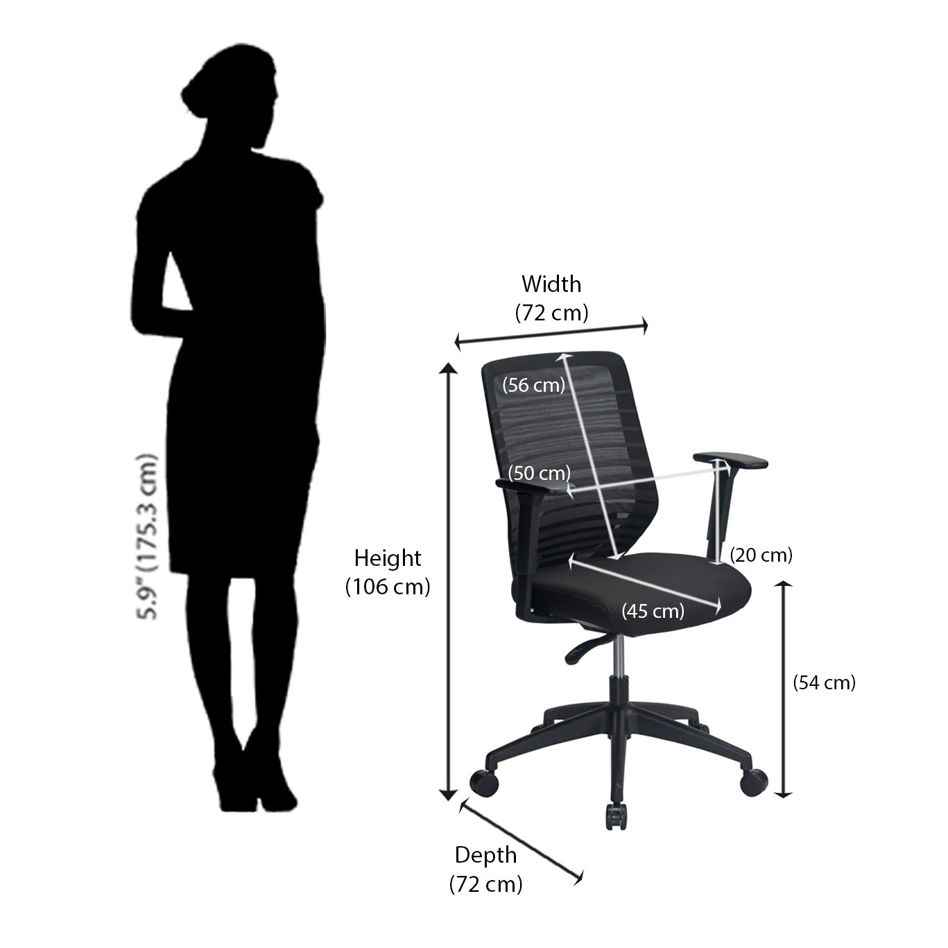 Nilkamal Trenton Mid Back Office Chair (Black) - Image 9