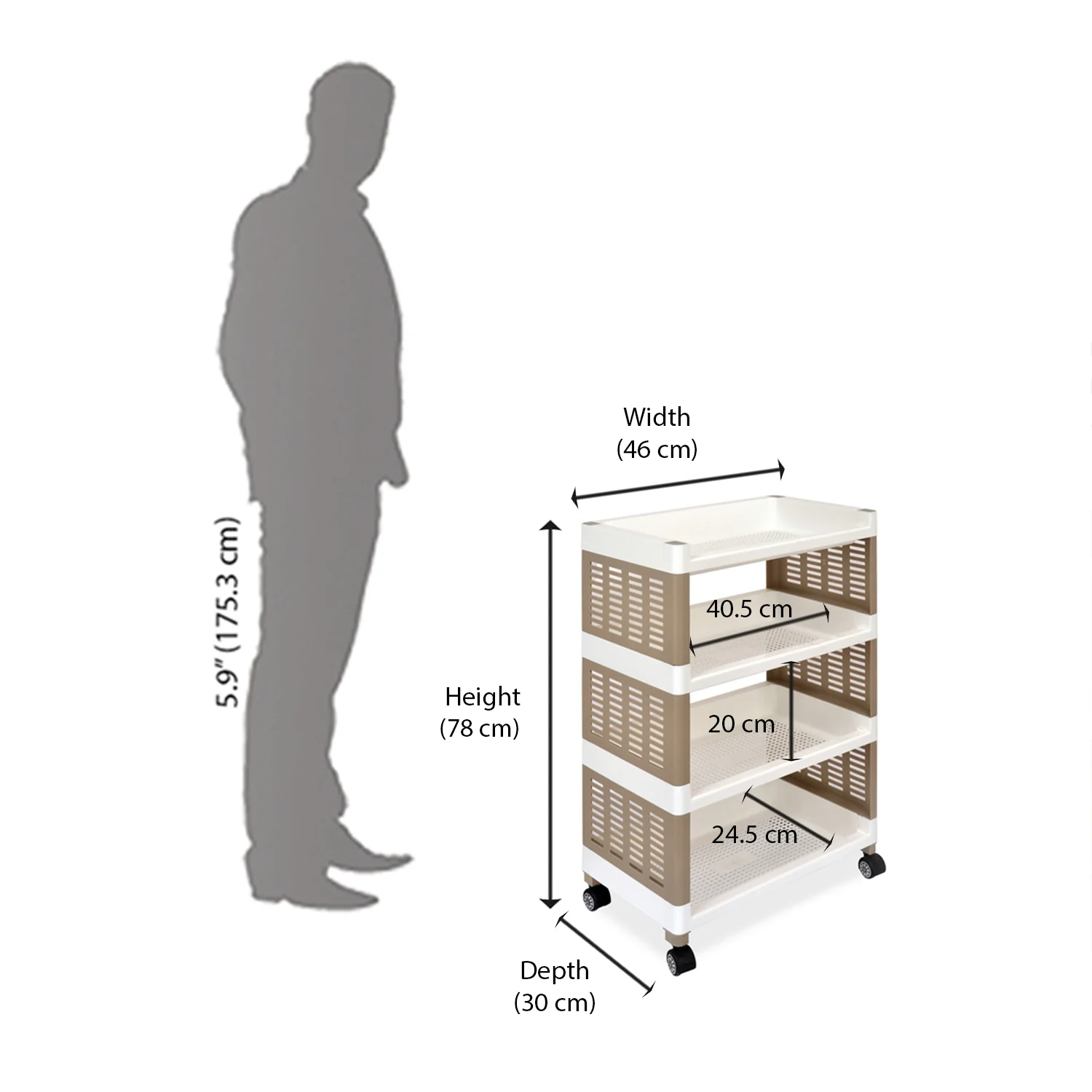 Nilkamal Trolley 25 (Milky White / Taupe Plaza) - Image 10